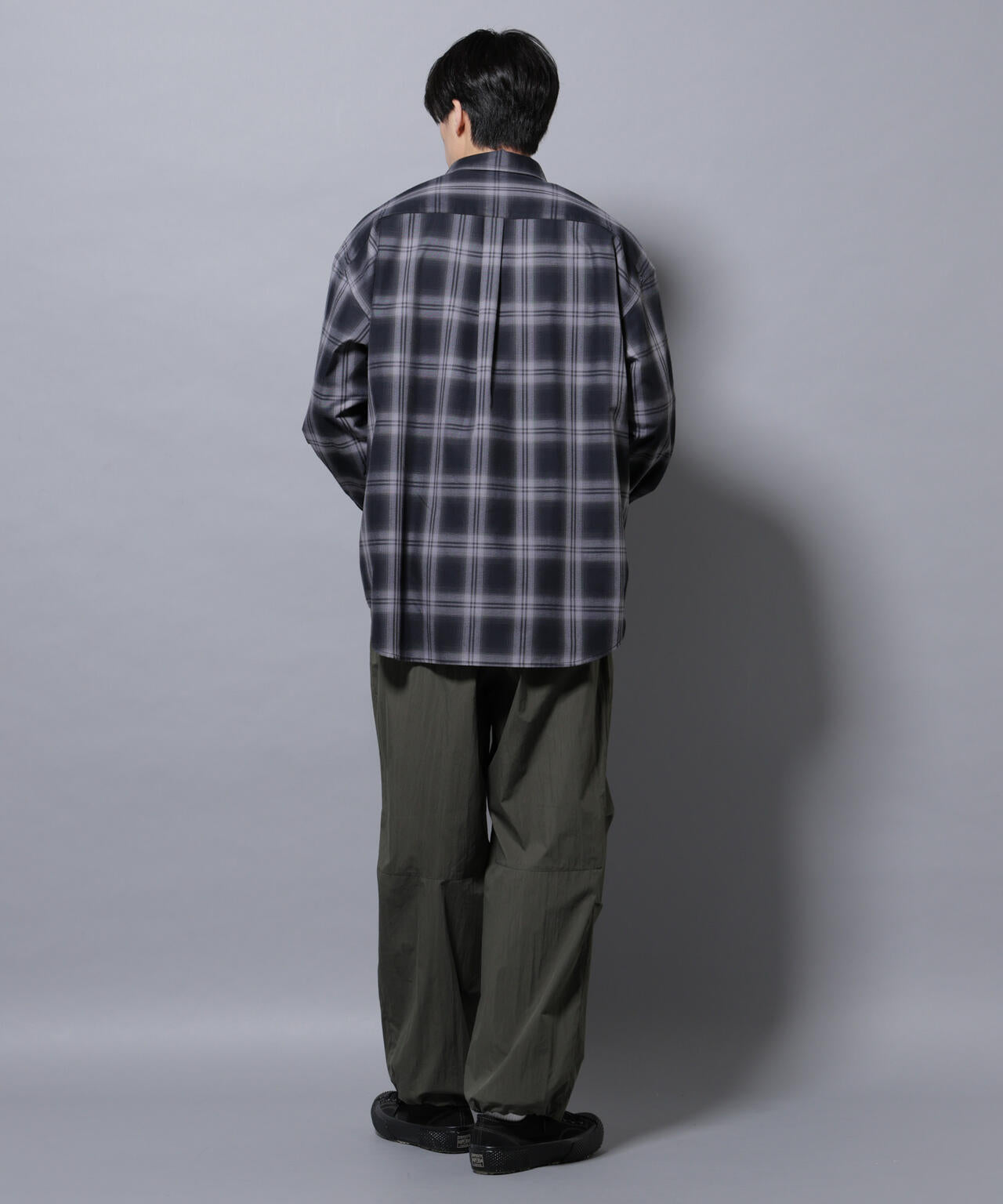 ビッグドレープチェックシャツ 長袖 6725220205