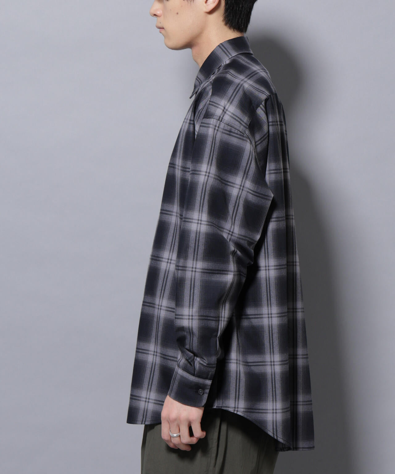 ビッグドレープチェックシャツ 長袖 6725220205