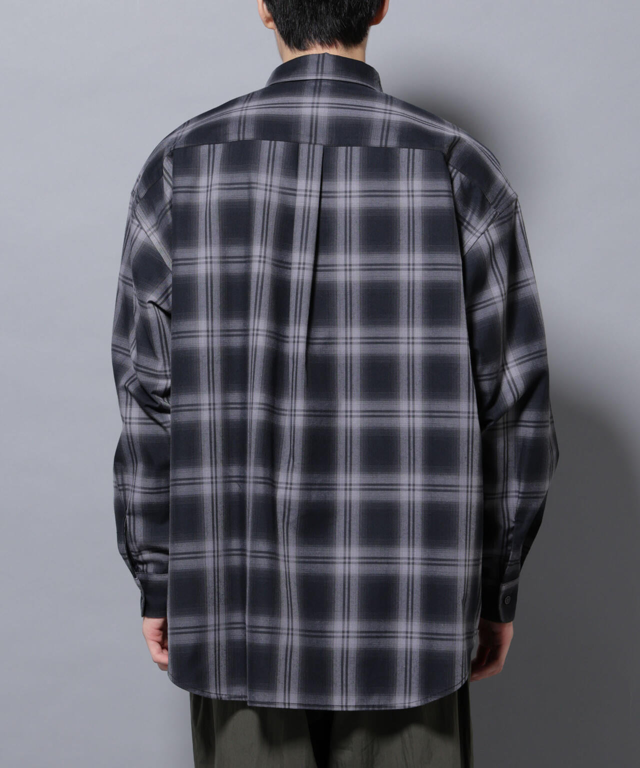 ビッグドレープチェックシャツ 長袖 6725220205
