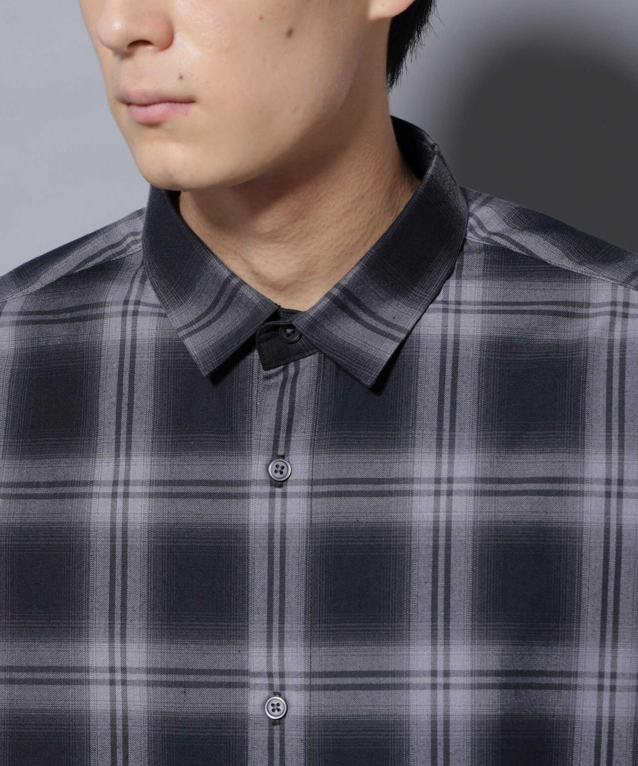 ビッグドレープチェックシャツ 長袖 6725220205