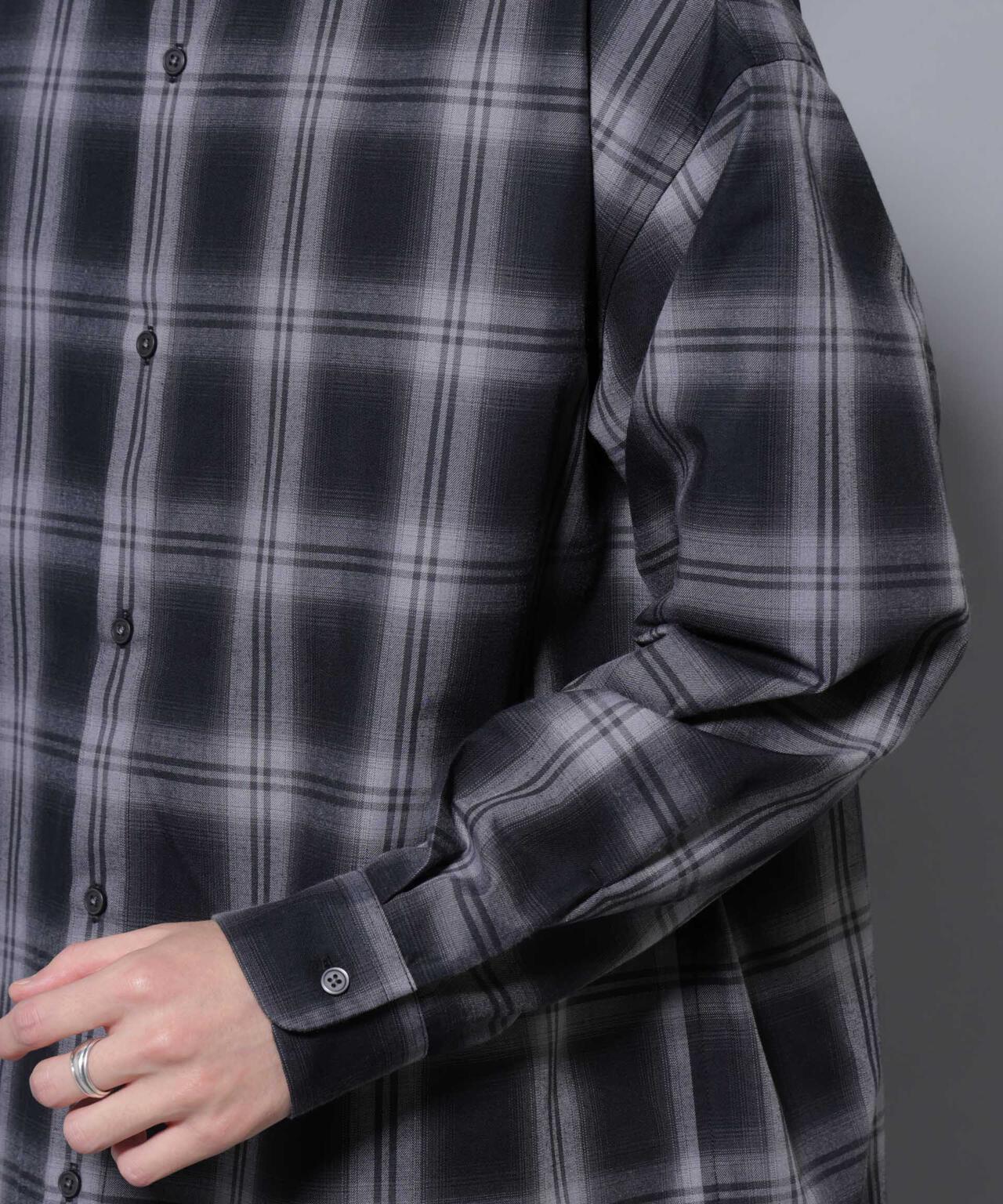 ビッグドレープチェックシャツ 長袖 6725220205