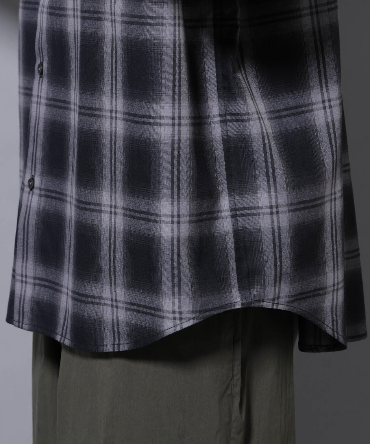 ビッグドレープチェックシャツ 長袖 6725220205
