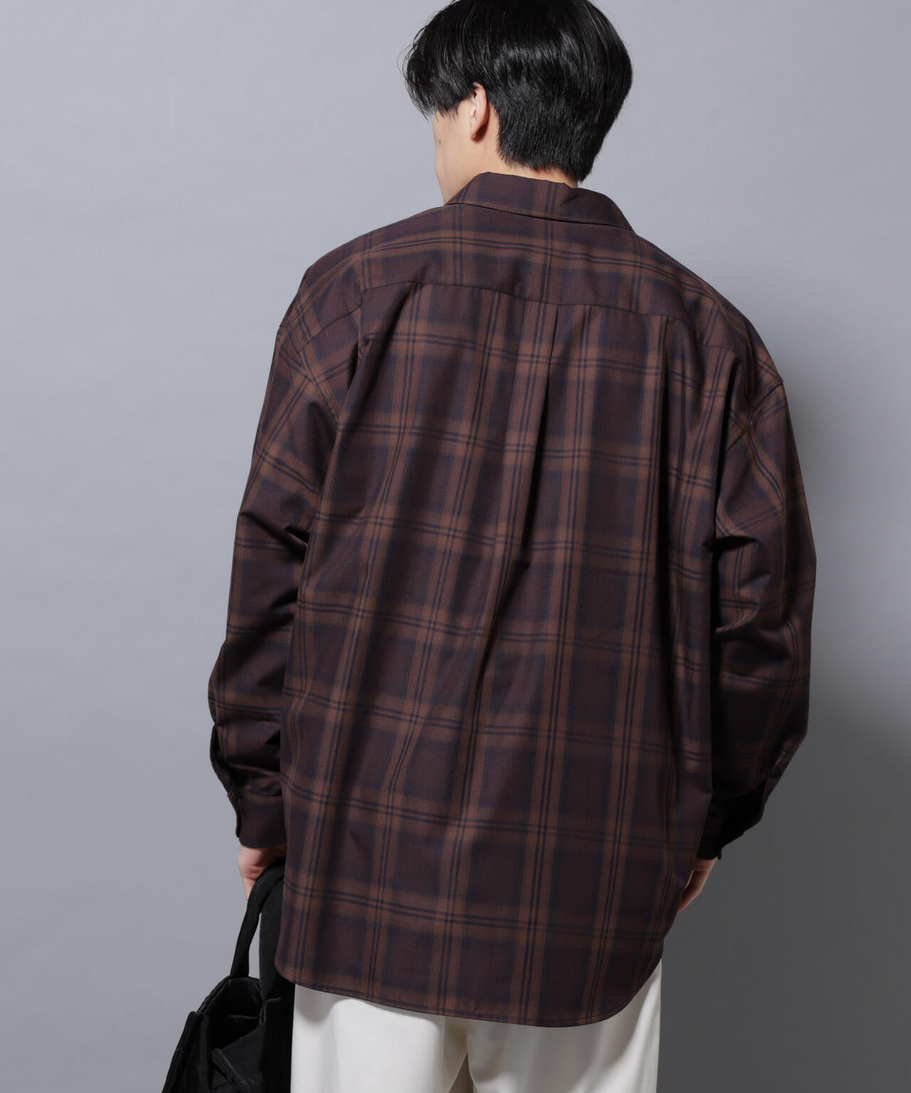 ビッグドレープチェックシャツ 長袖 6725220205