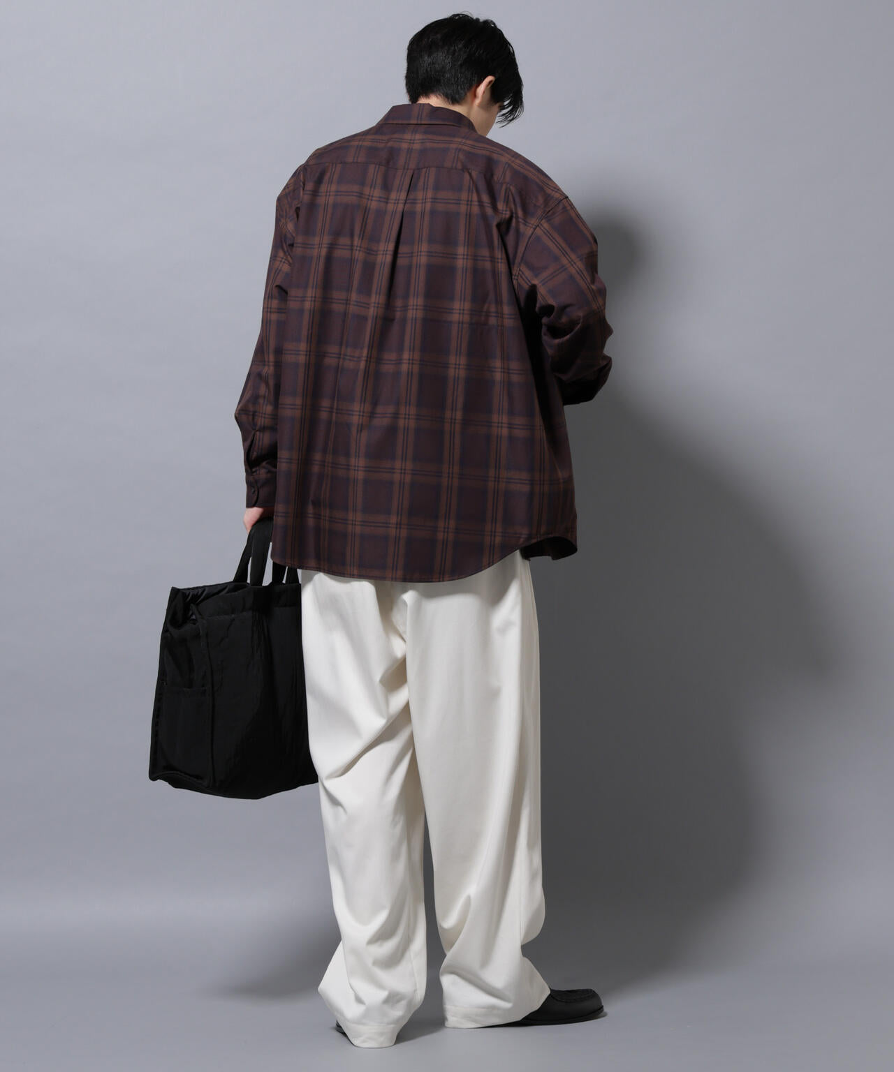 ビッグドレープチェックシャツ 長袖 6725220205