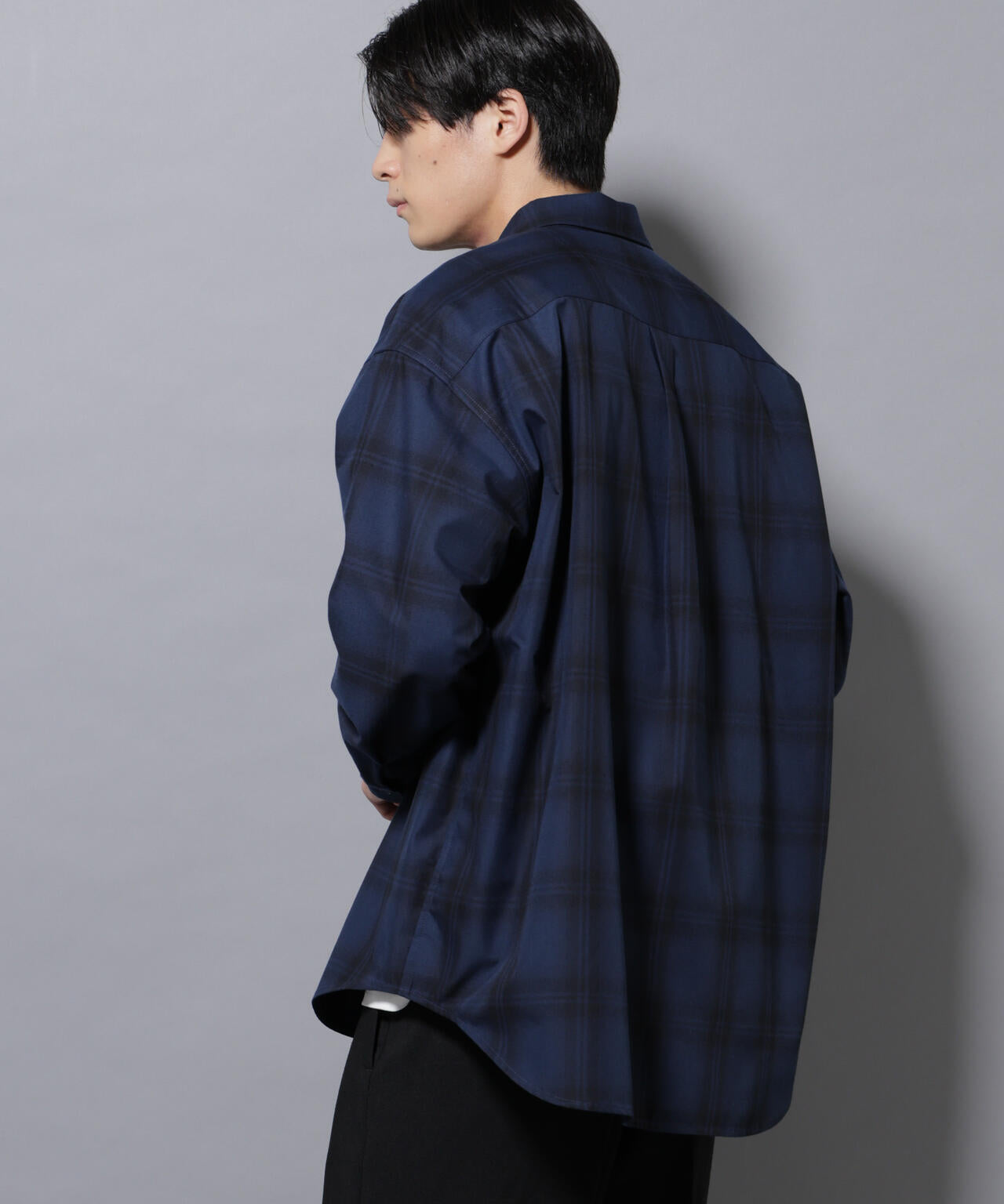 ビッグドレープチェックシャツ 長袖 6725220205