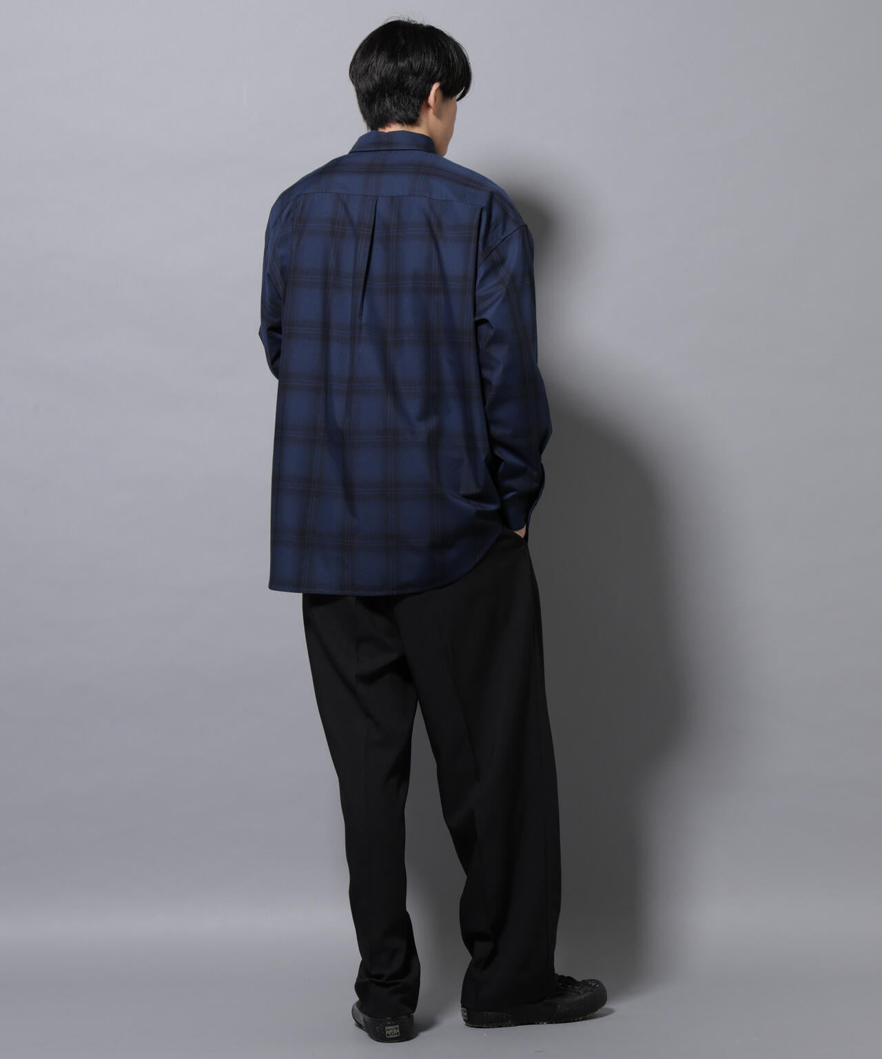 ビッグドレープチェックシャツ 長袖 6725220205