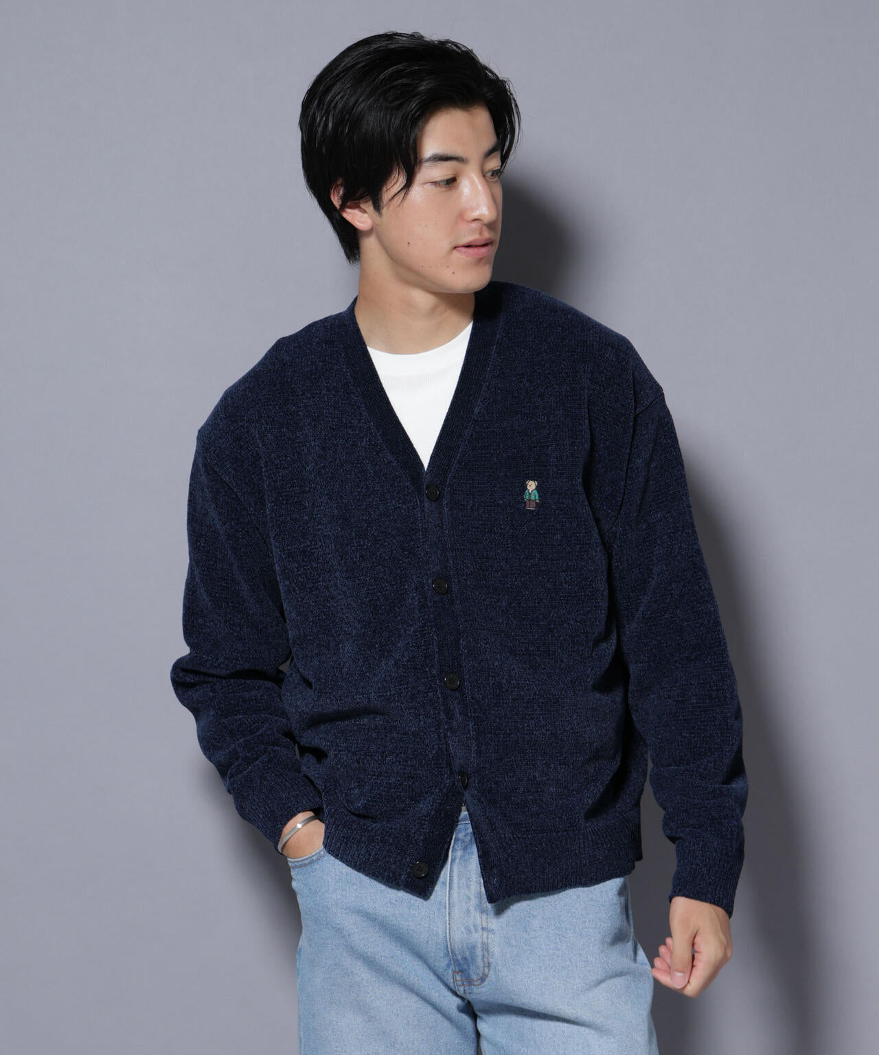 ナノベアモールニットカーディガン