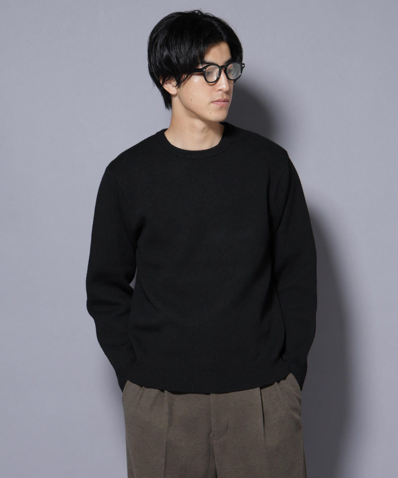 て*様 【10/10まで元値の半額】新品未使用 OY ニット ブラック ユニセッ PBTストレッチクルーネックニット