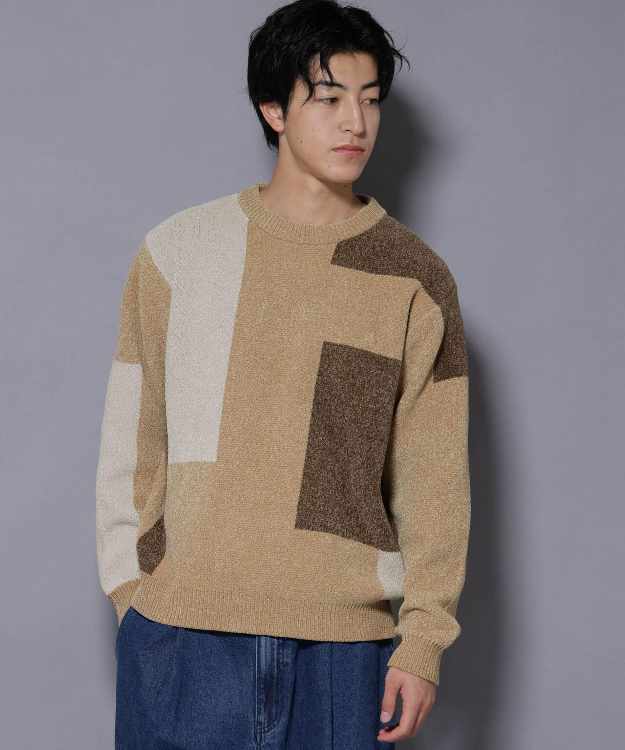 モールヤーンブロッキングニット 6725222226