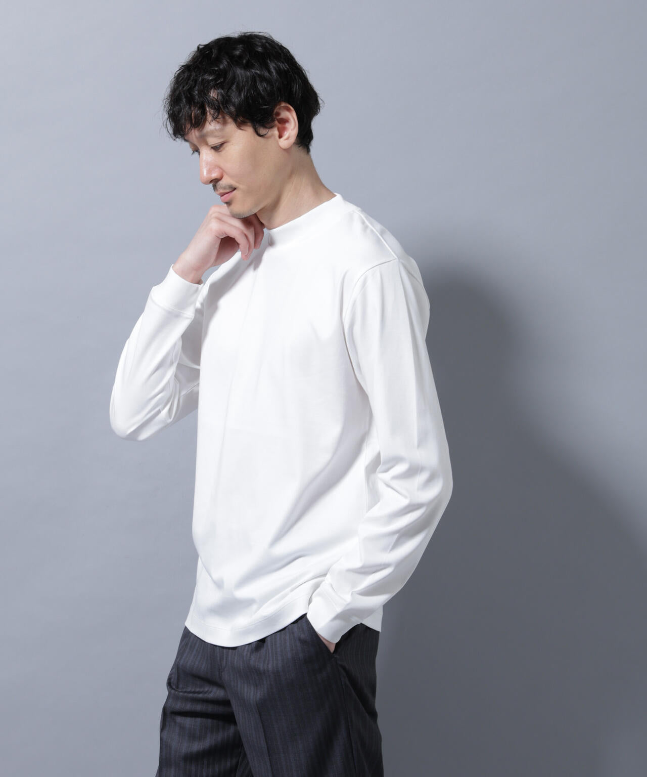 アンチスメルモックネックTシャツ 長袖 6725223210