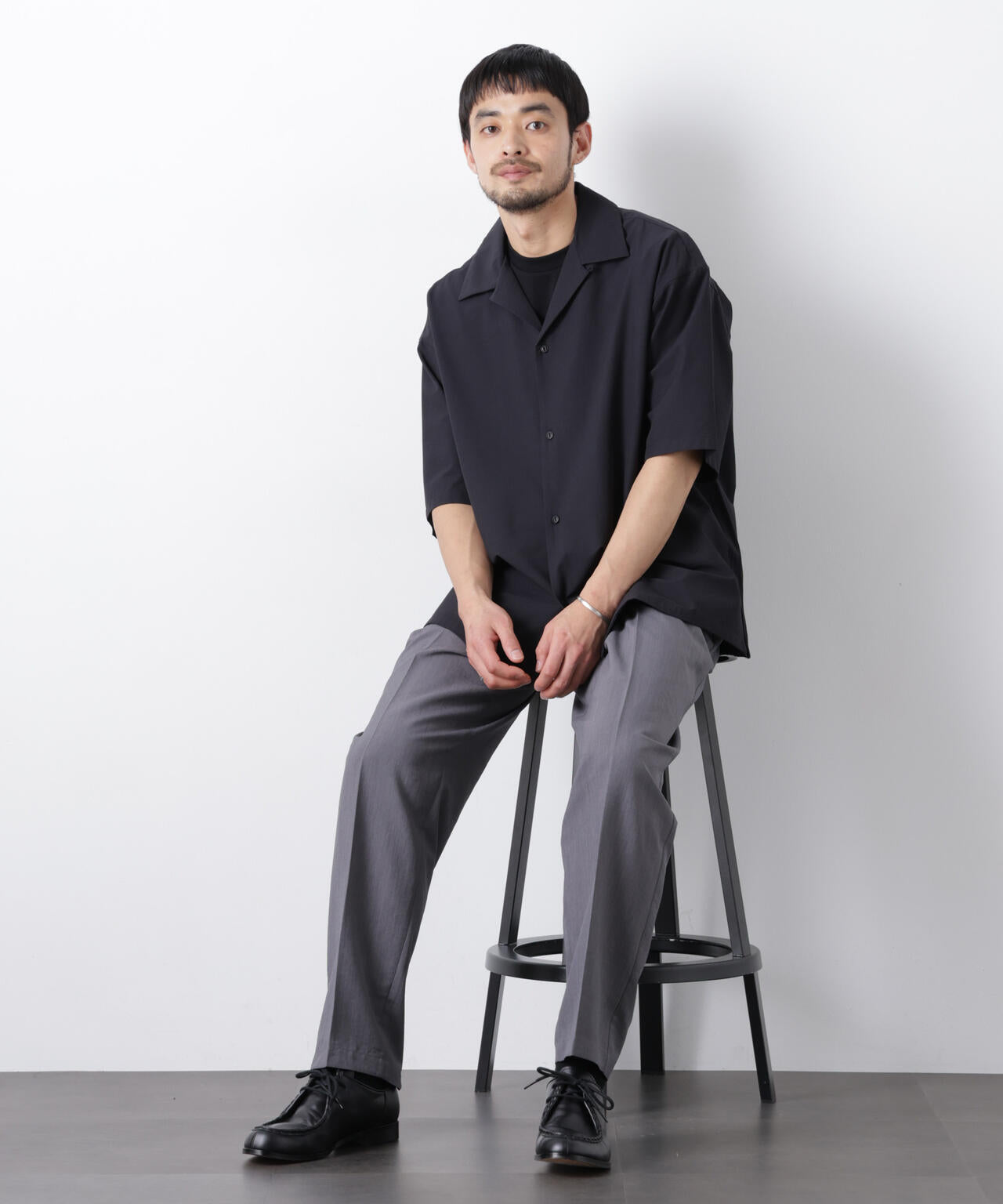 ストレッチワイド オープンカラーシャツ 半袖 6726121202