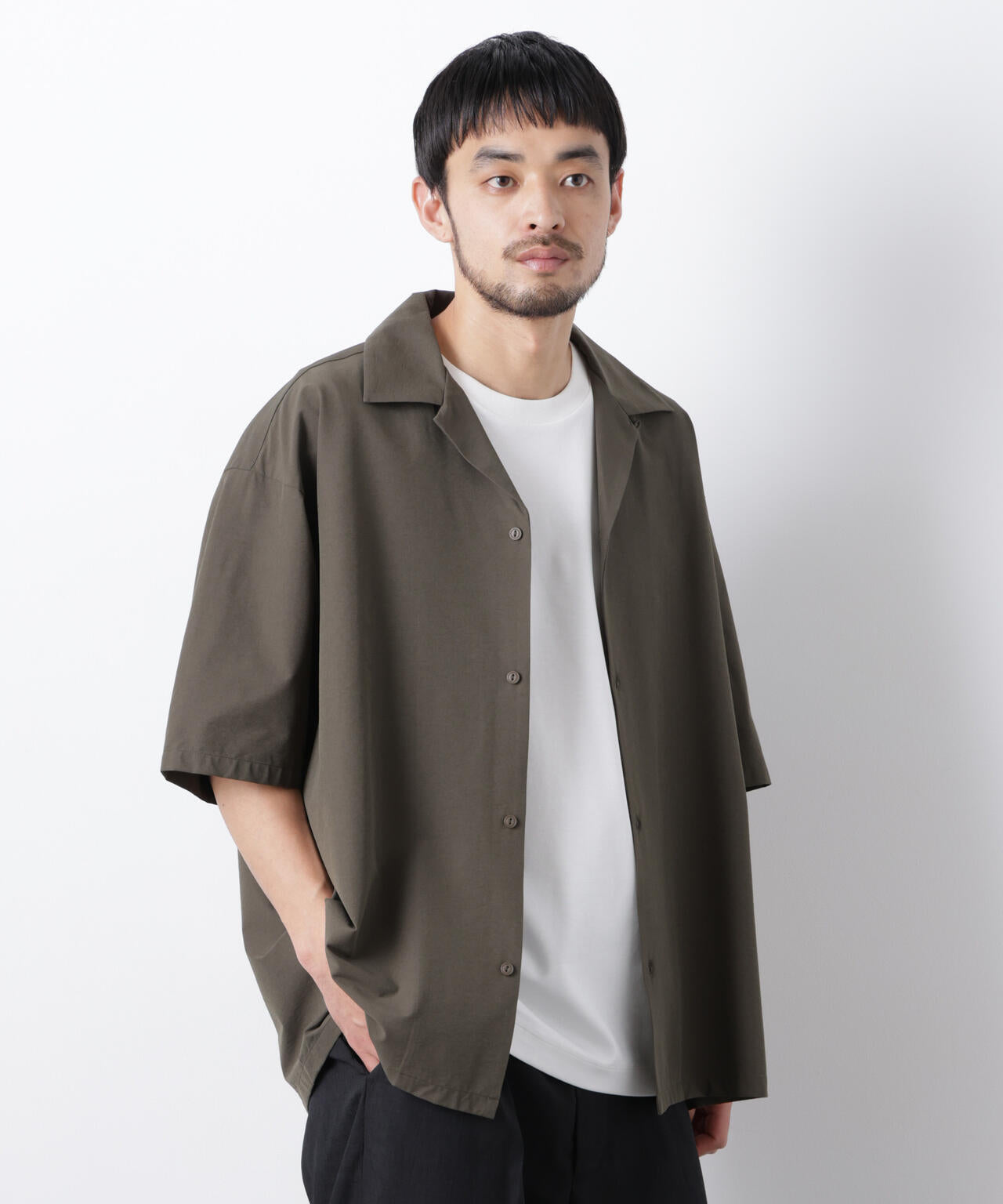ストレッチワイド オープンカラーシャツ 半袖 6726121202