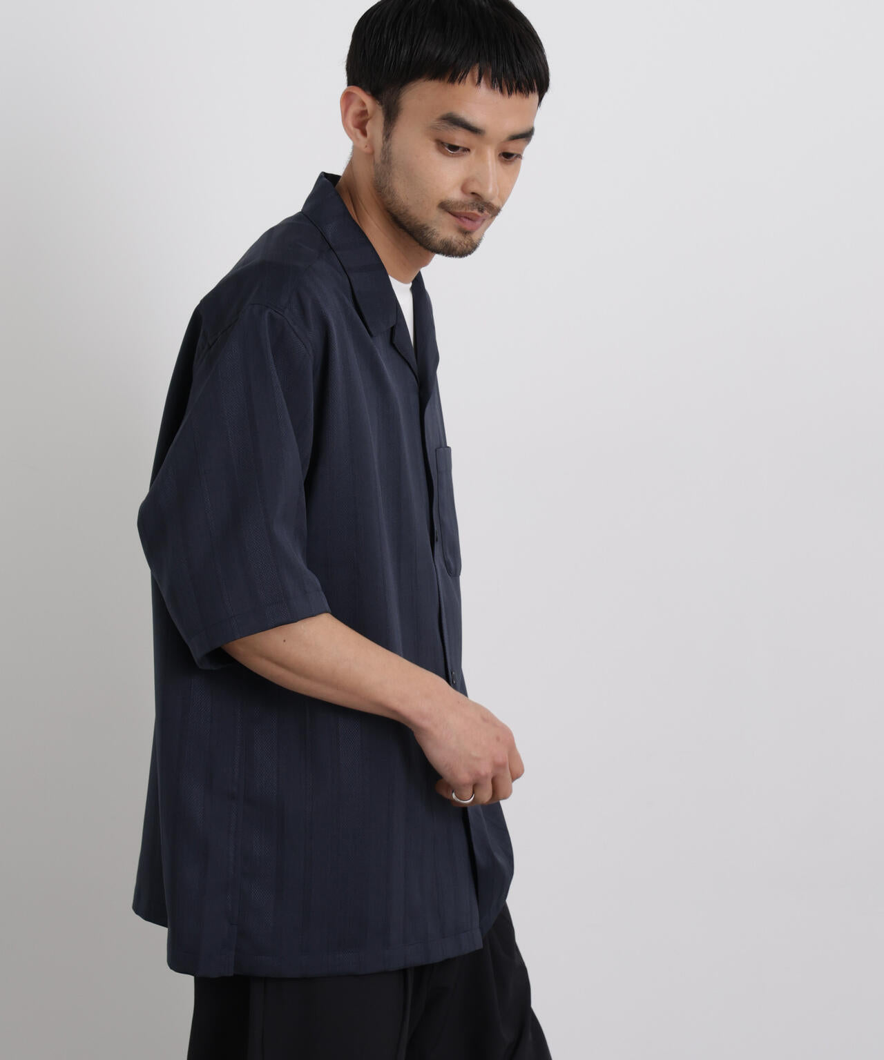 ジャガードストライプシャツ 半袖 6726121212