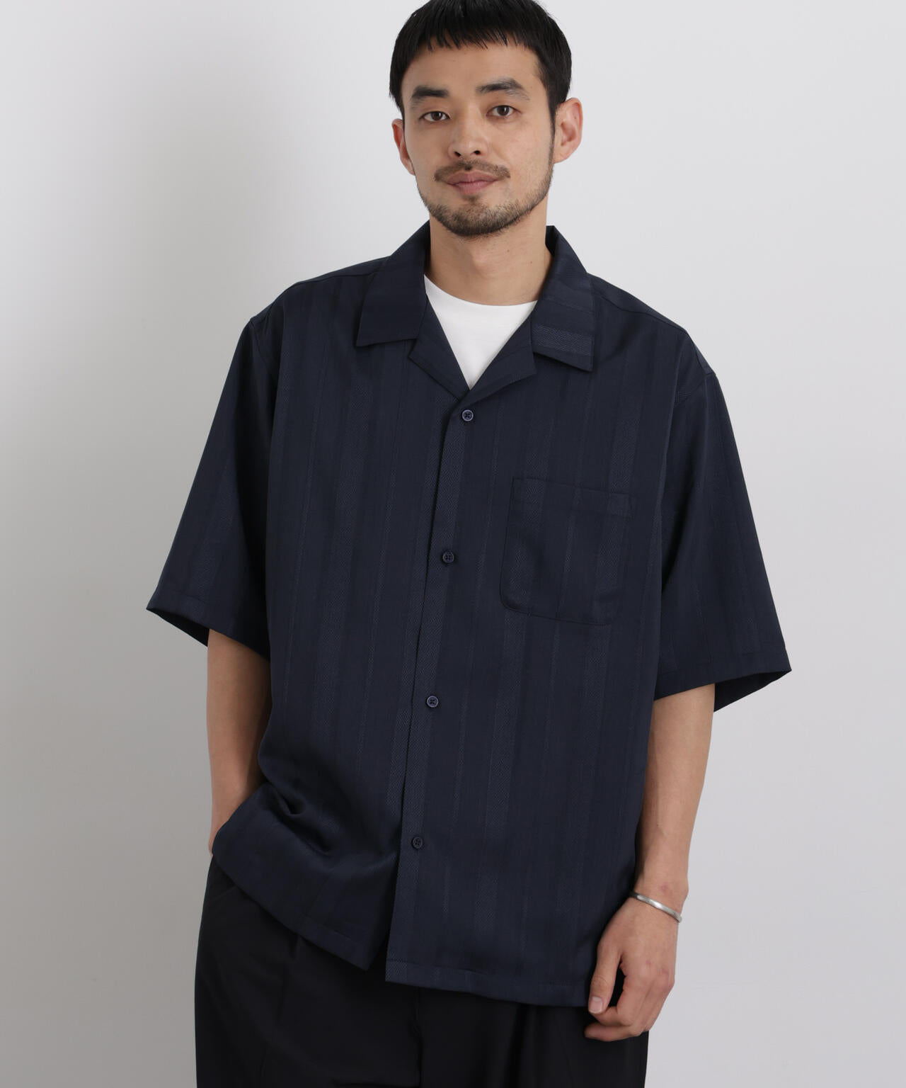ジャガードストライプシャツ 半袖 6726121212