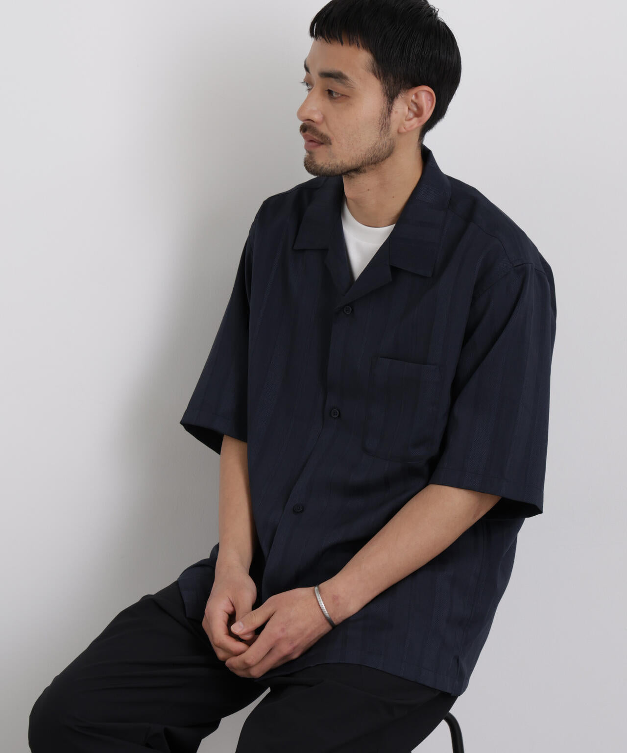 ジャガードストライプシャツ 半袖 6726121212