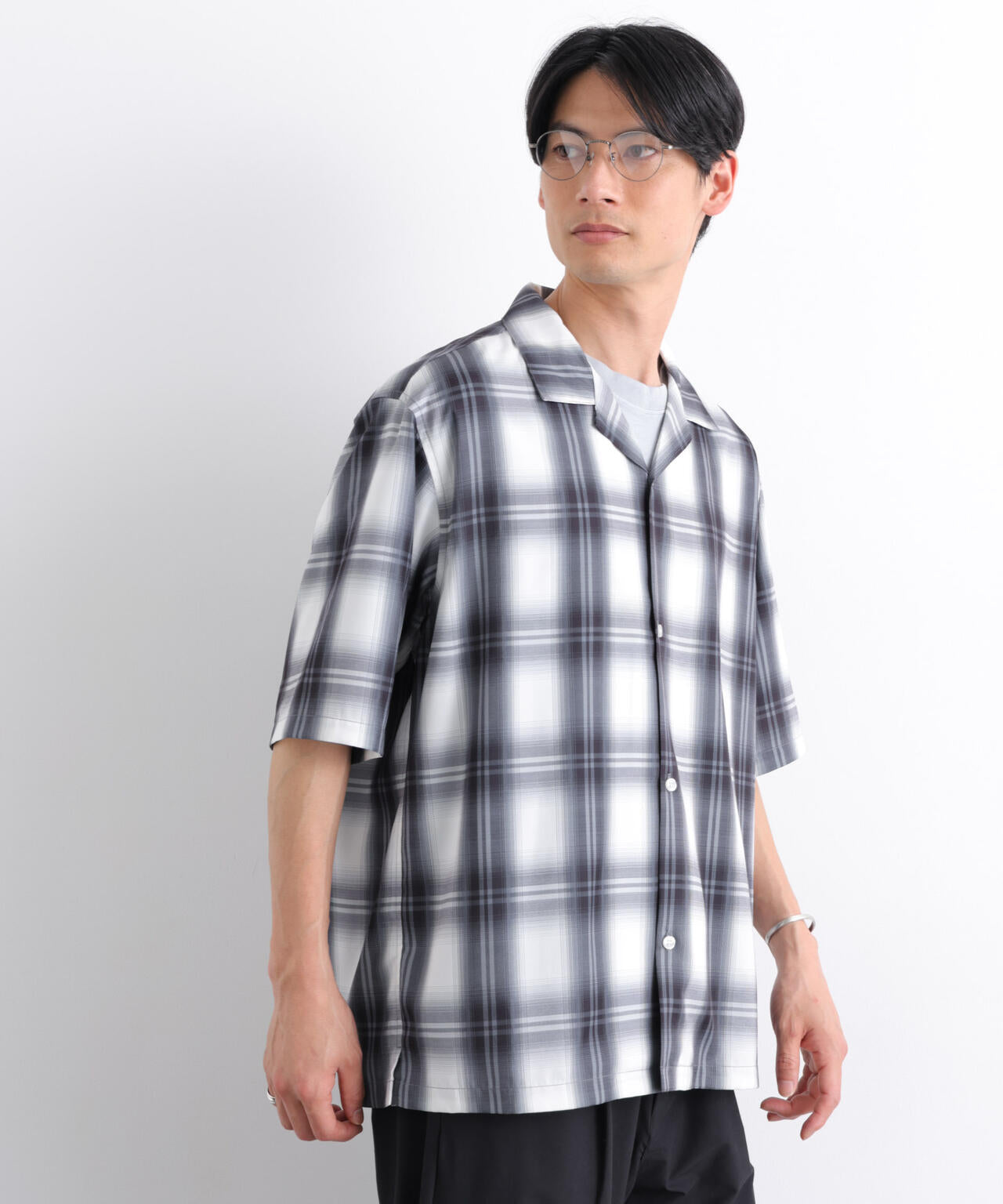 オンブレーチェックシャツ 半袖 6726121214