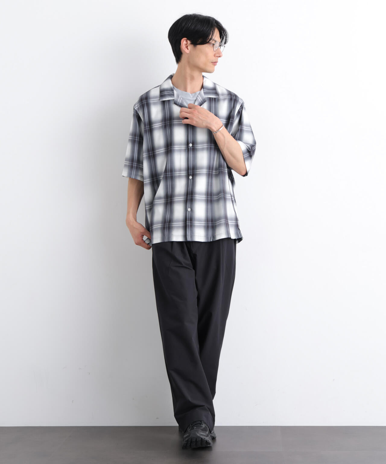 オンブレーチェックシャツ 半袖 6726121214