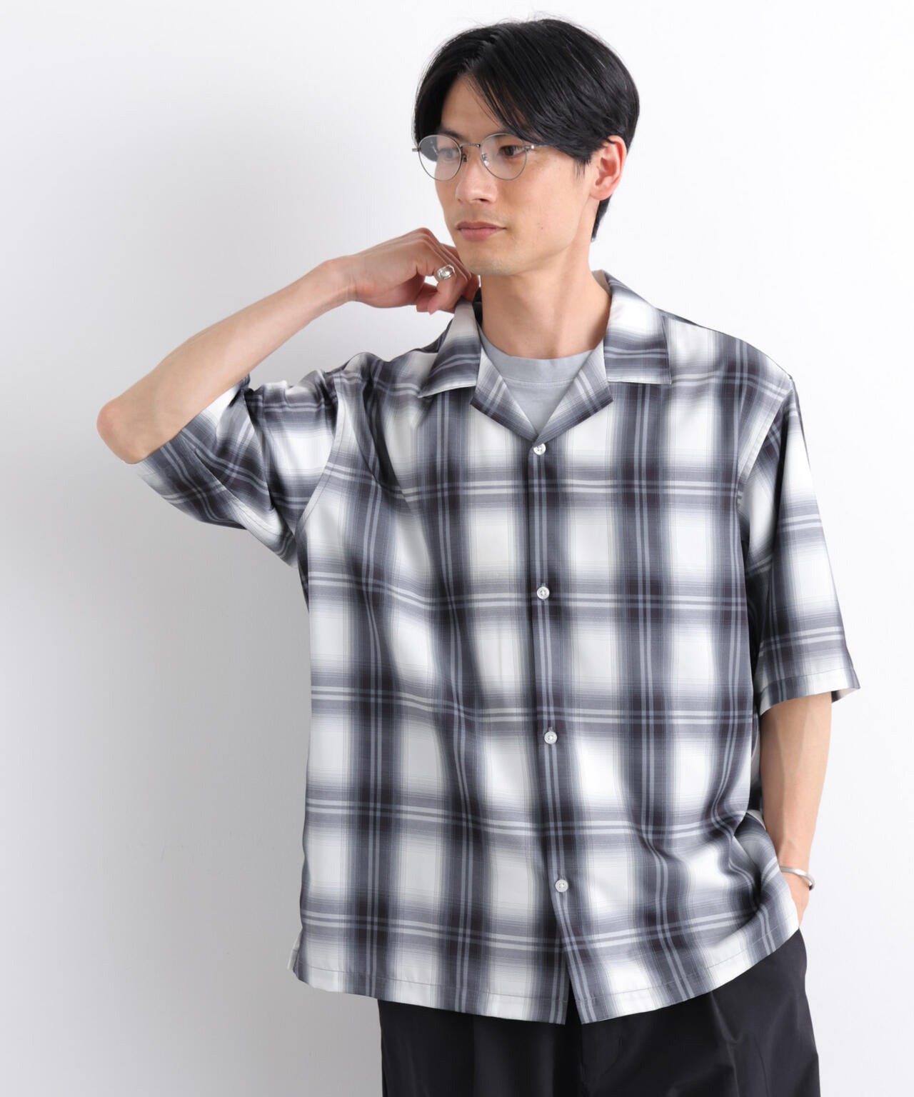 オンブレーチェックシャツ 半袖 6726121214