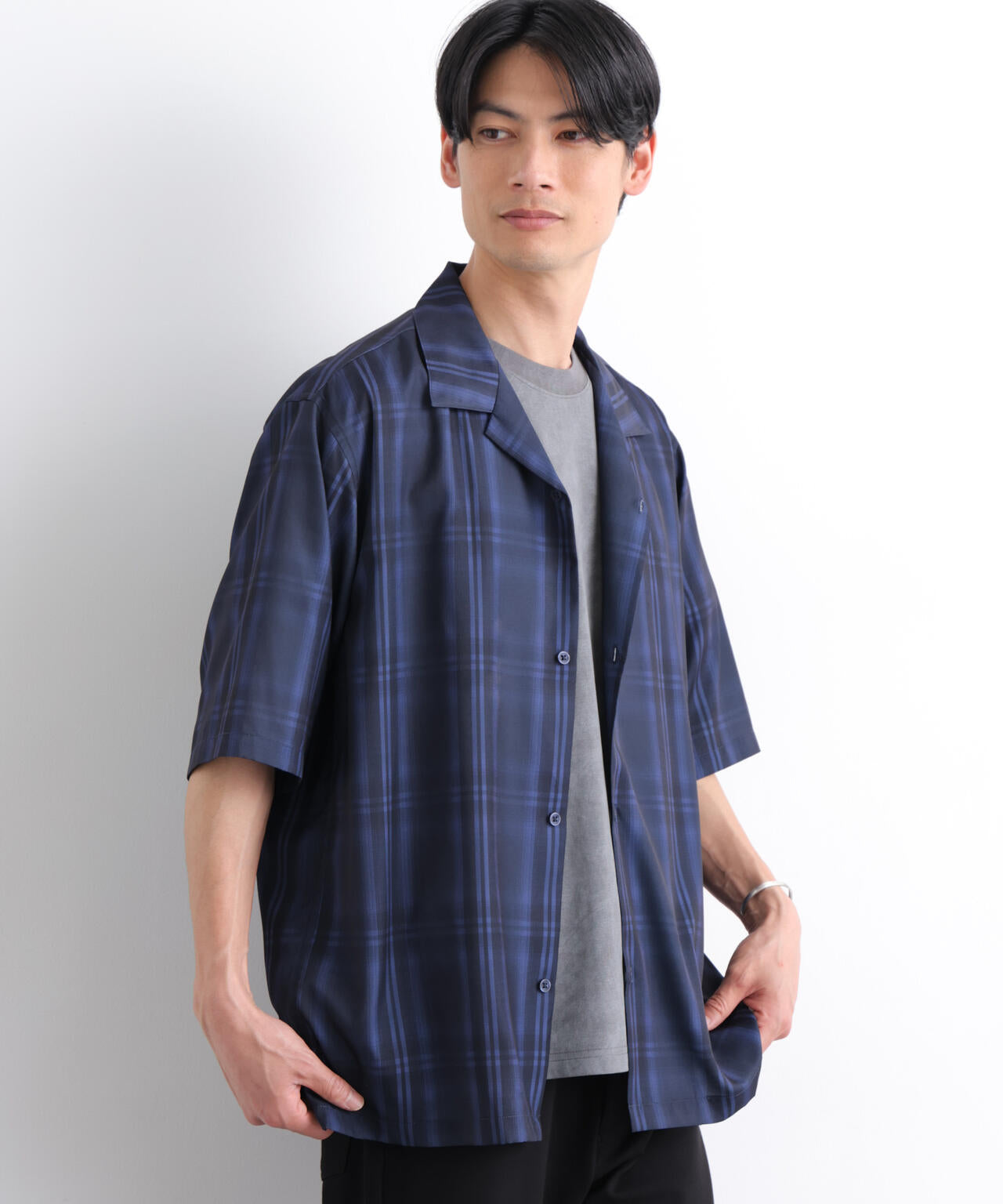 オンブレーチェックシャツ 半袖 6726121214