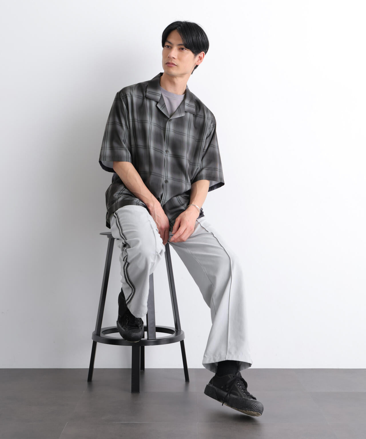 オンブレーチェックシャツ 半袖 6726121214