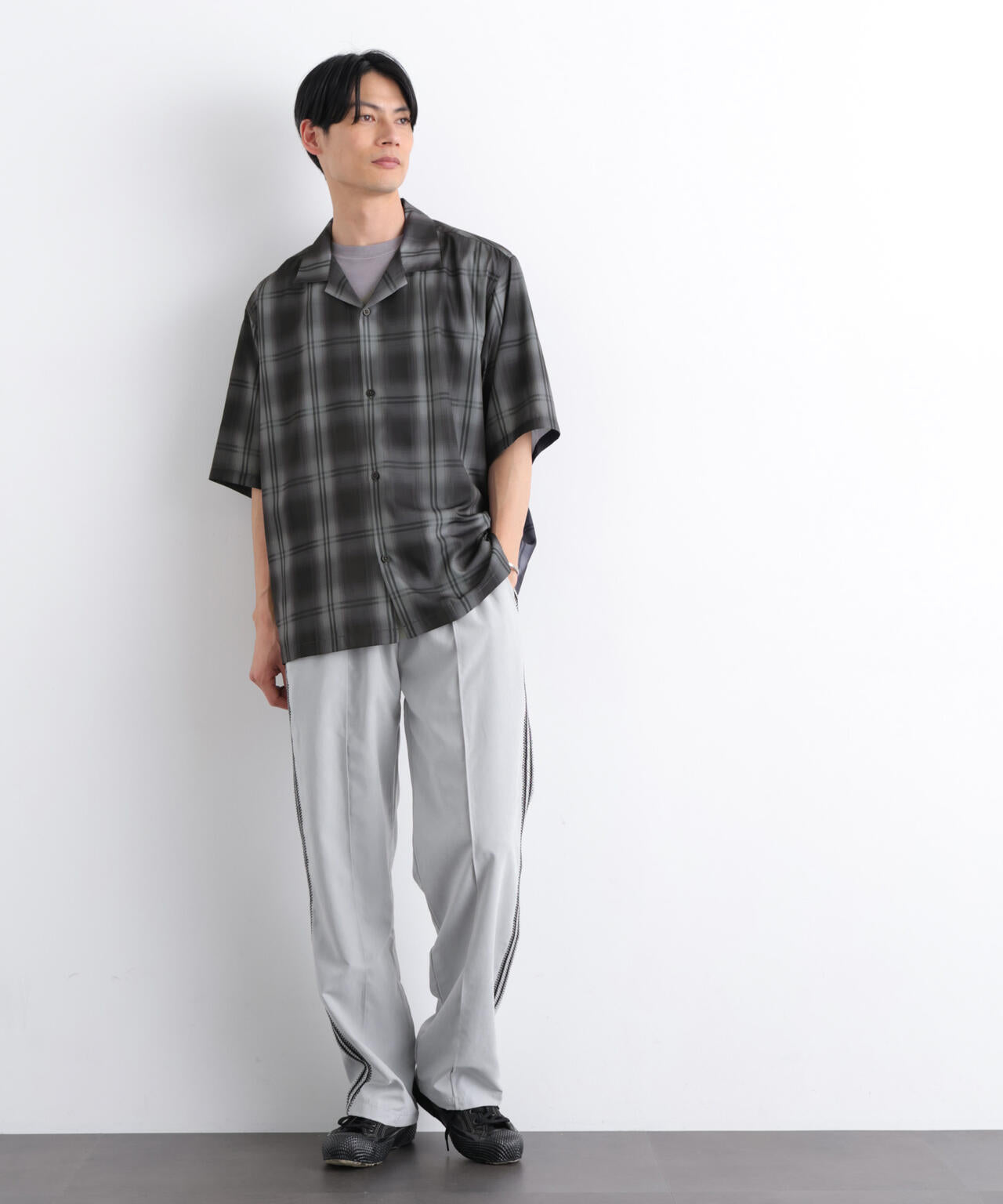 オンブレーチェックシャツ 半袖 6726121214