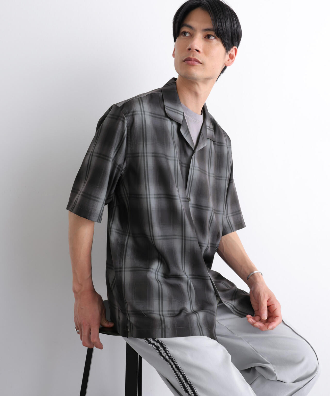 オンブレーチェックシャツ 半袖 6726121214