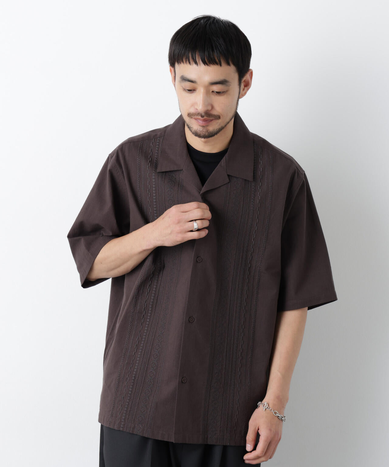 コットン刺繍シャツ 半袖 6726121215