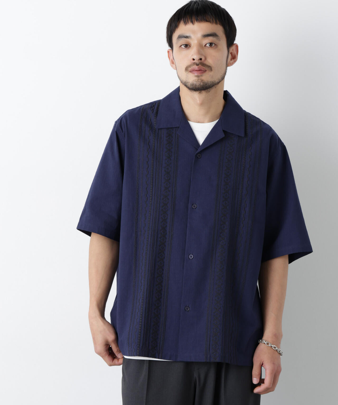 コットン刺繍シャツ 半袖 6726121215