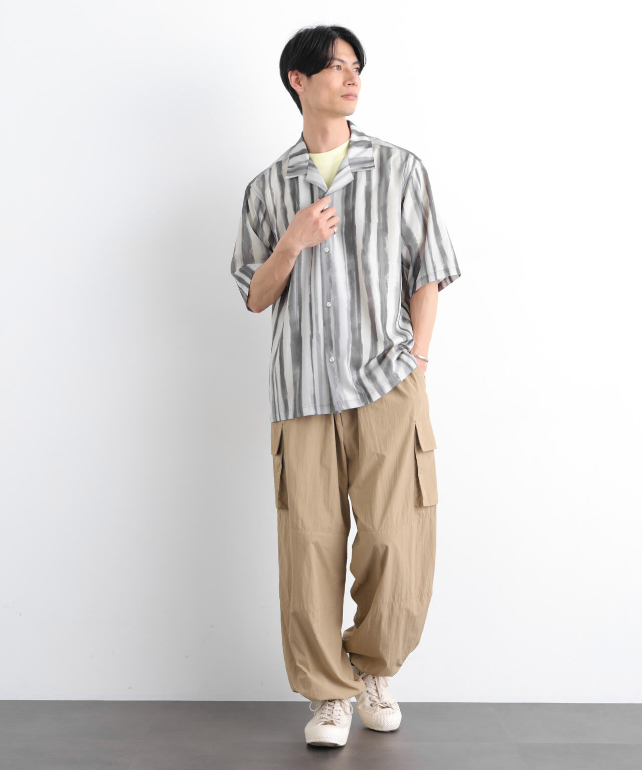 デザインストライプシャツ 半袖 6726121216