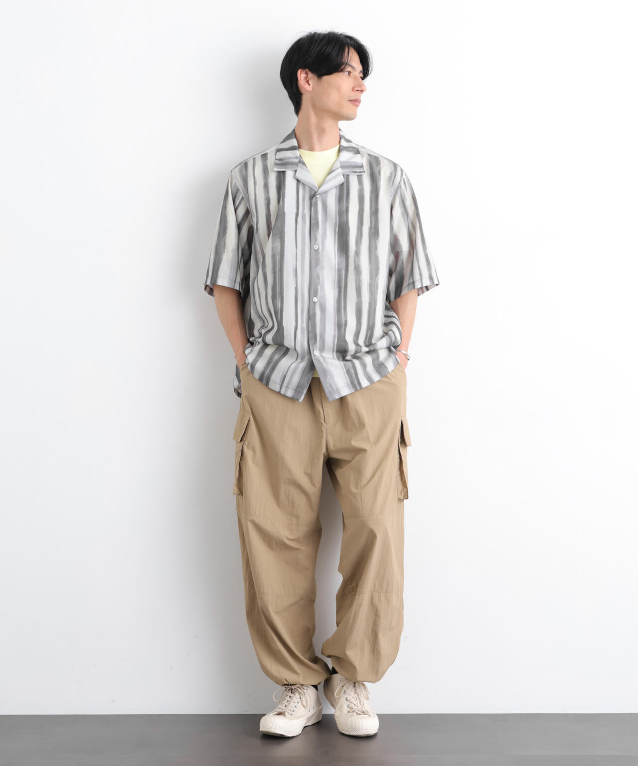 デザインストライプシャツ 半袖 6726121216