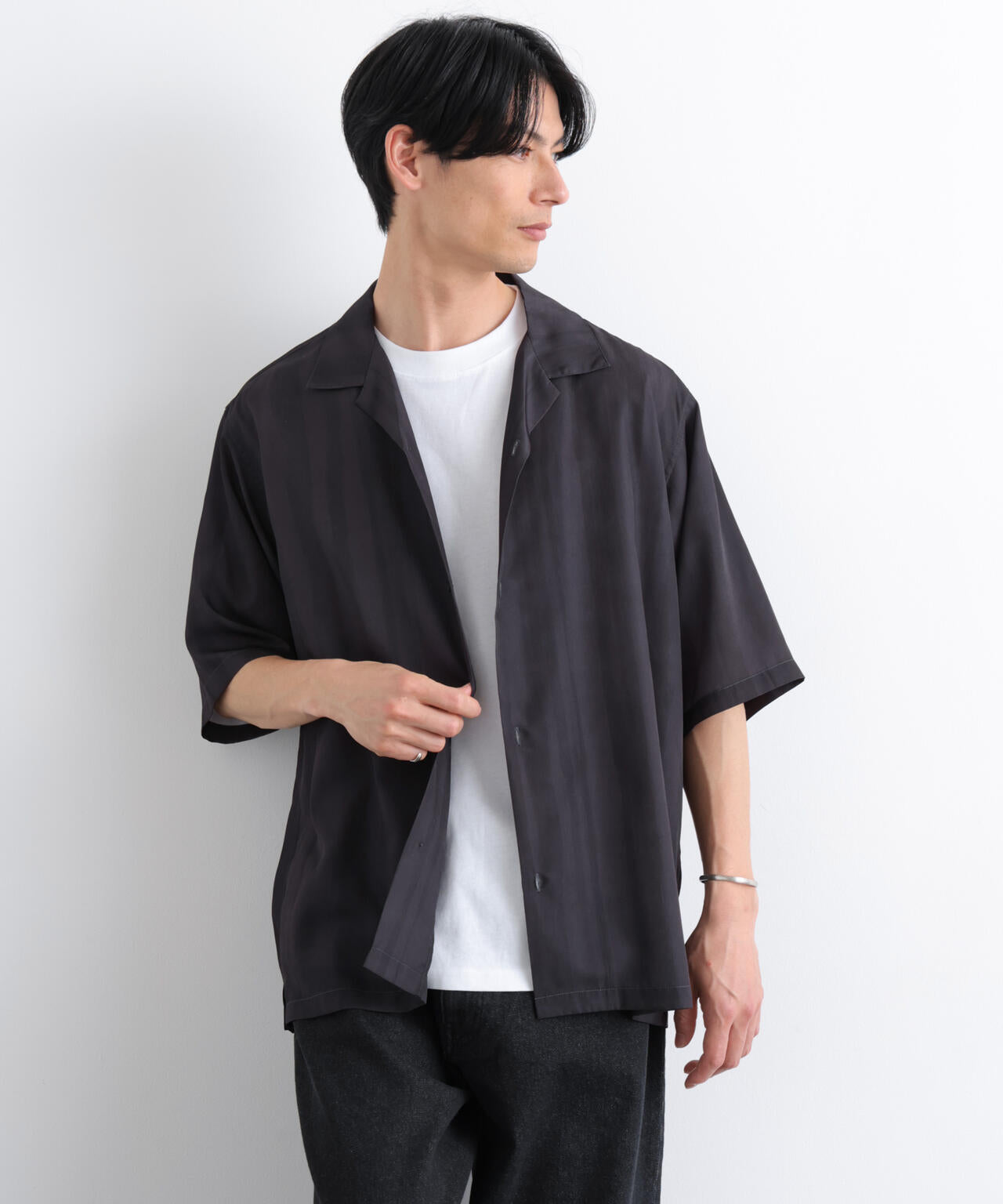 デザインストライプシャツ 半袖 6726121216