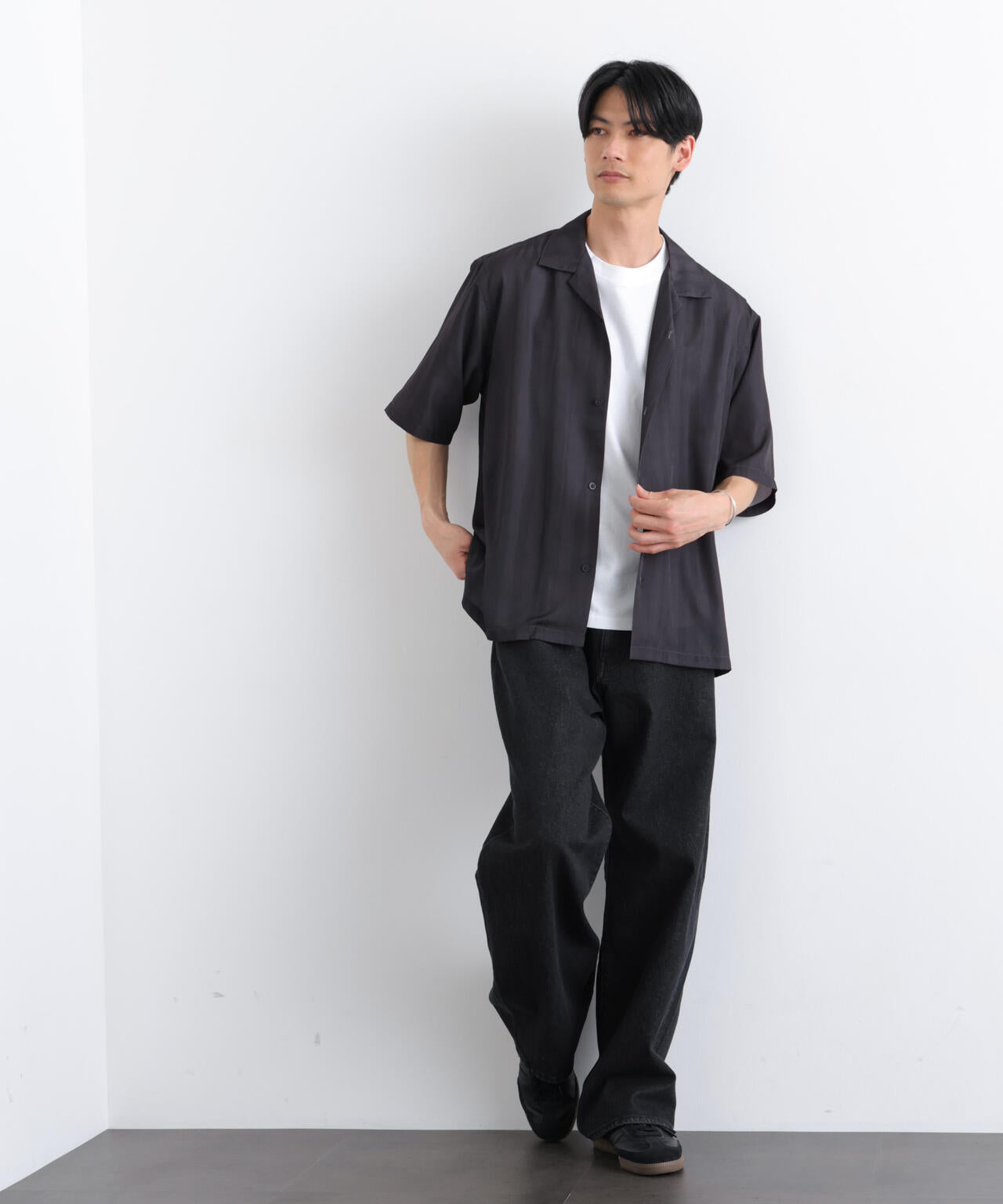 デザインストライプシャツ 半袖 6726121216