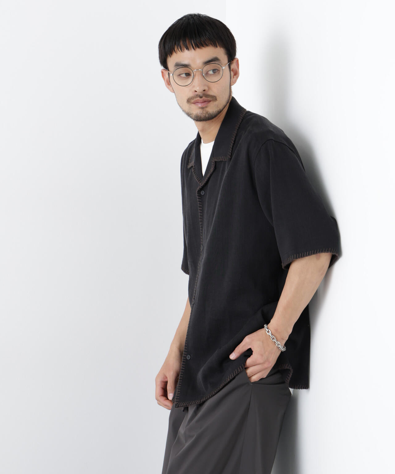 ブランケットステッチシャツ 半袖 6726121218