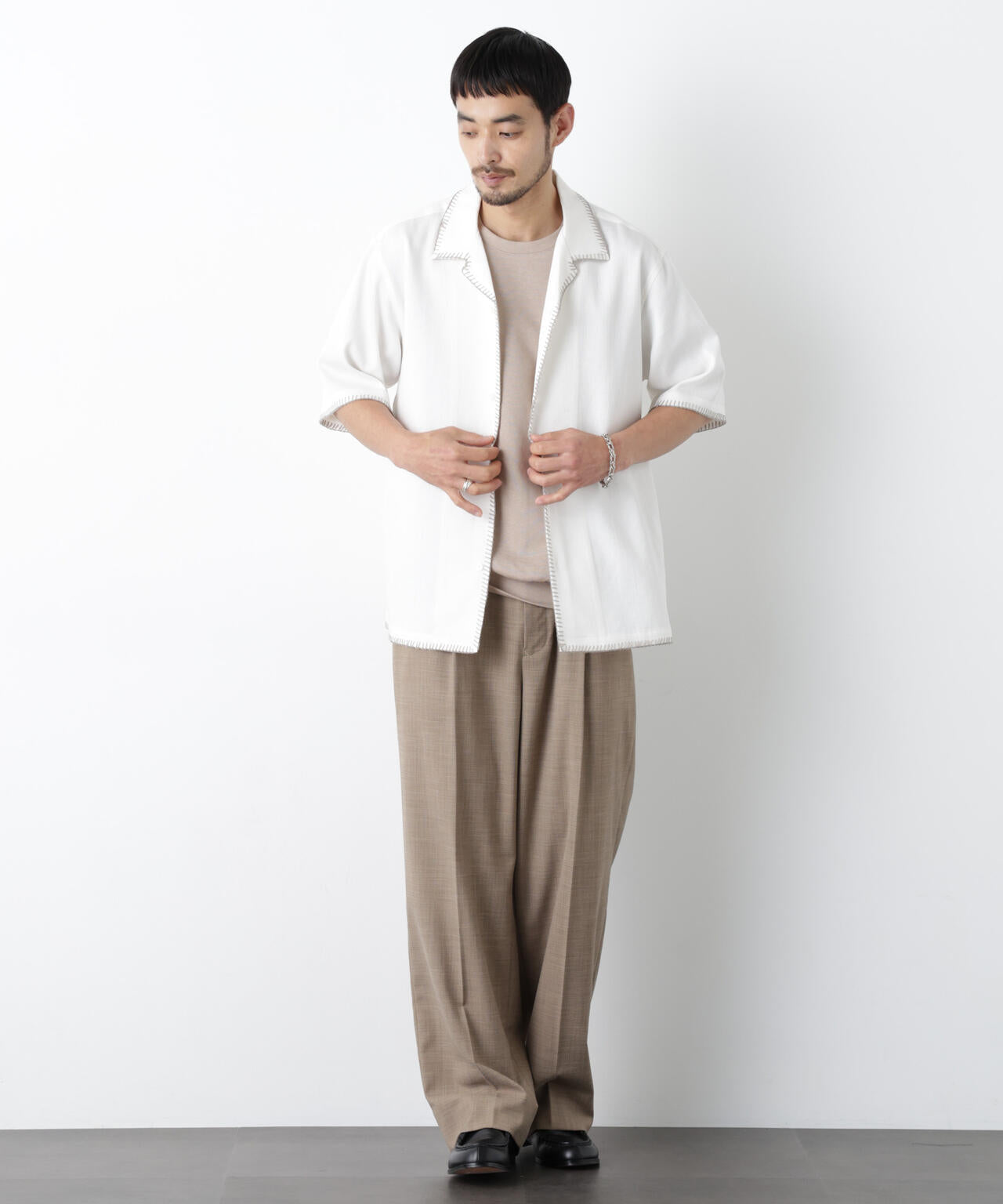 ブランケットステッチシャツ 半袖 6726121218