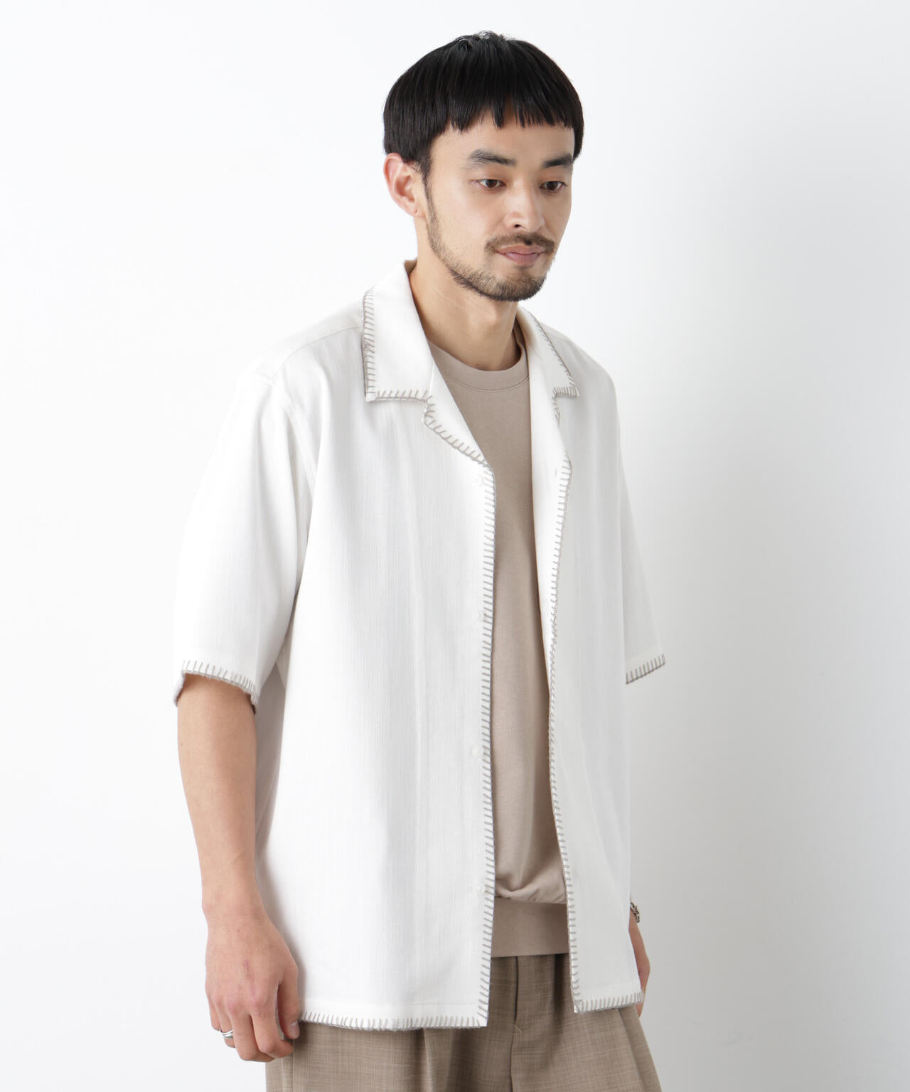 ブランケットステッチシャツ 半袖 6726121218