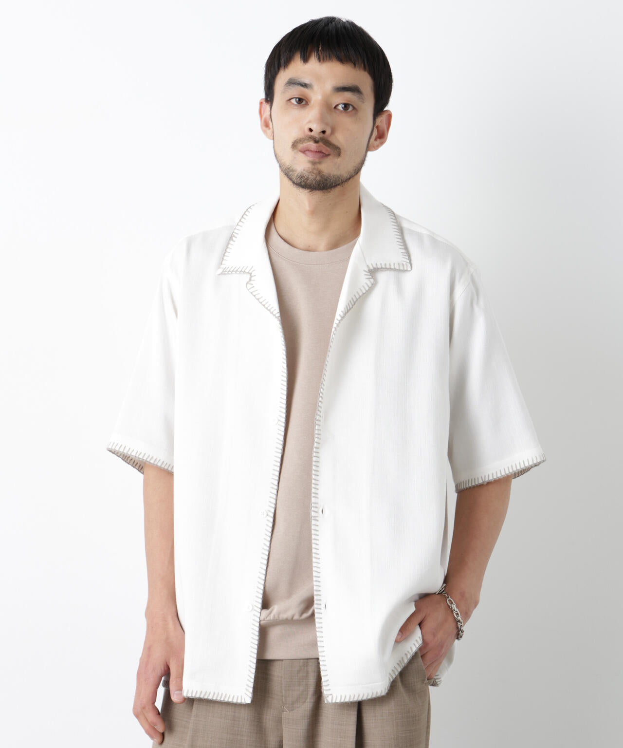 ブランケットステッチシャツ 半袖 6726121218
