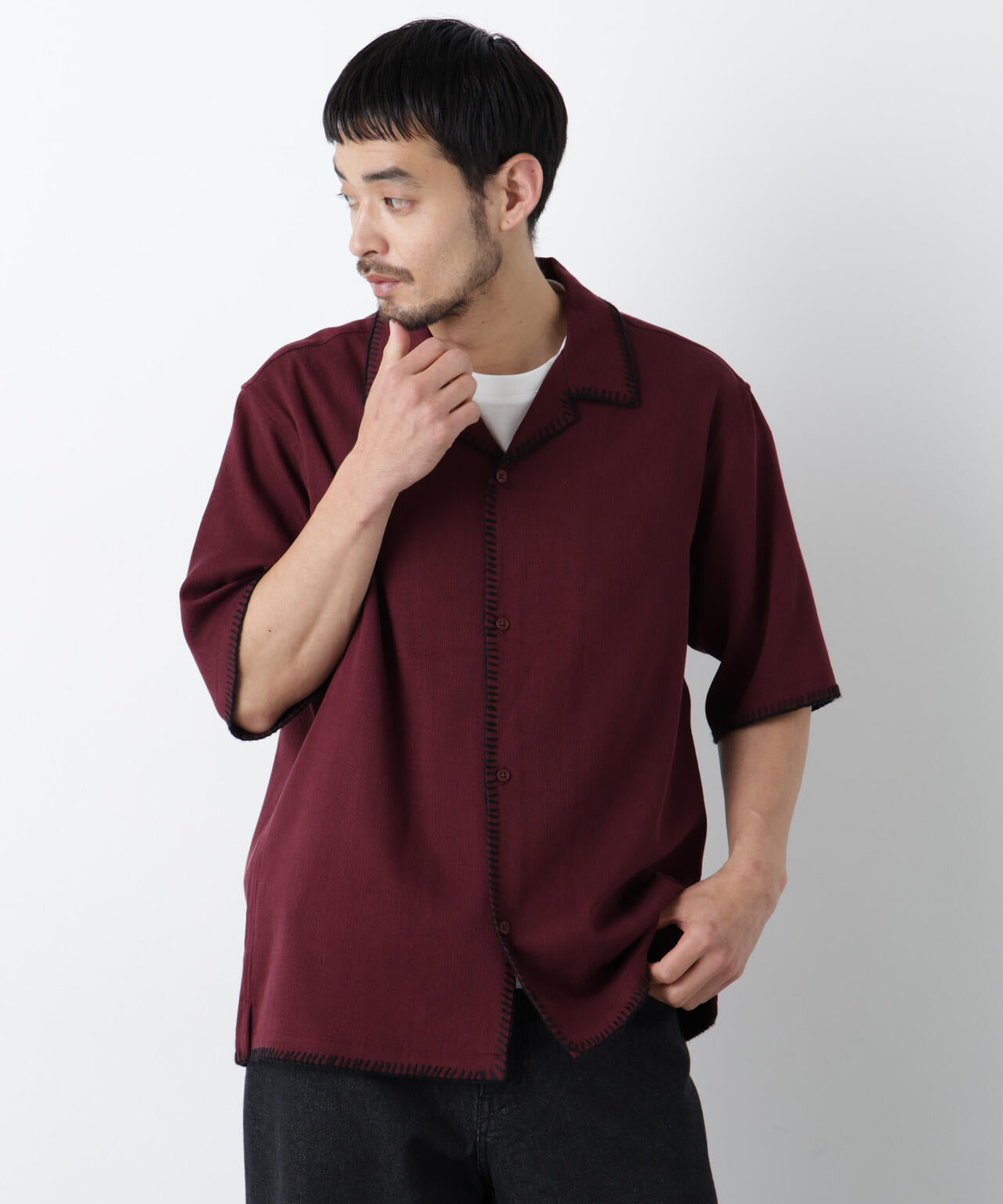 ブランケットステッチシャツ 半袖 6726121218