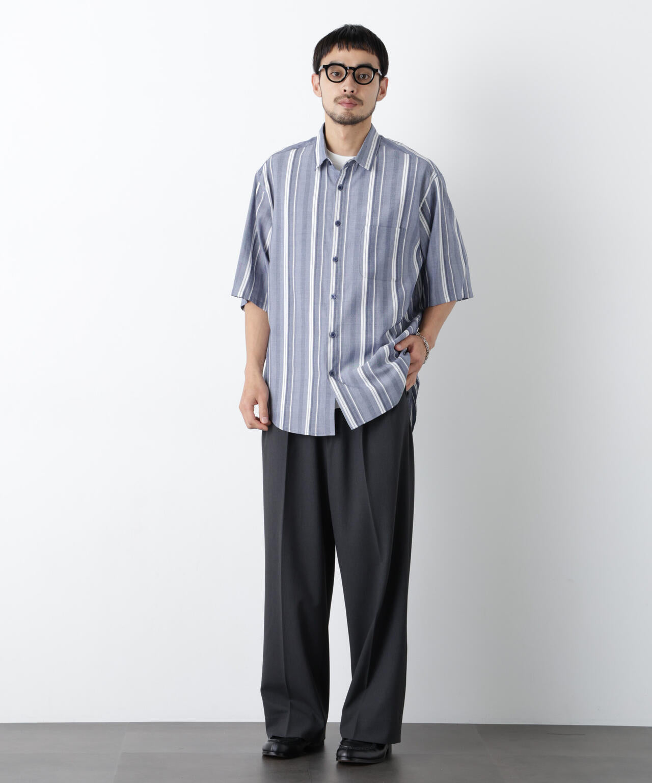 マルチストライプシャツ 半袖 6726121225
