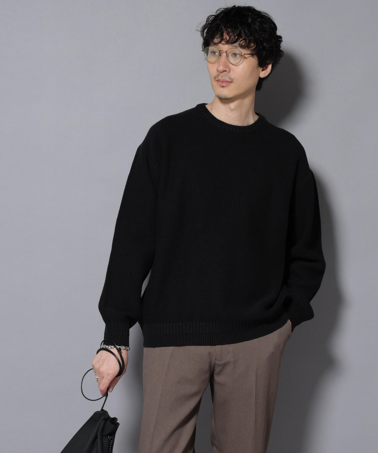 コットンMIXバルキーカノコクルーネックニット 6726122209