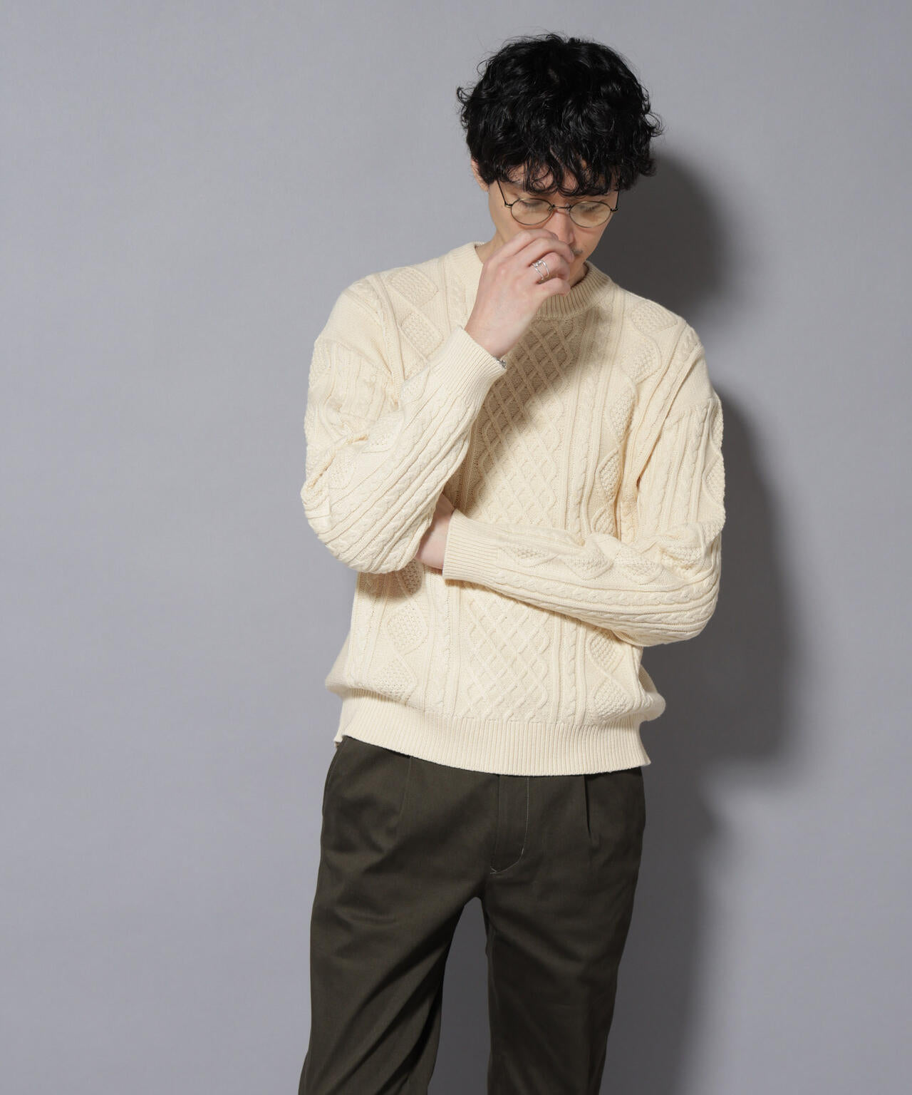 コットンMIXバルキーケーブルニット 6726122211