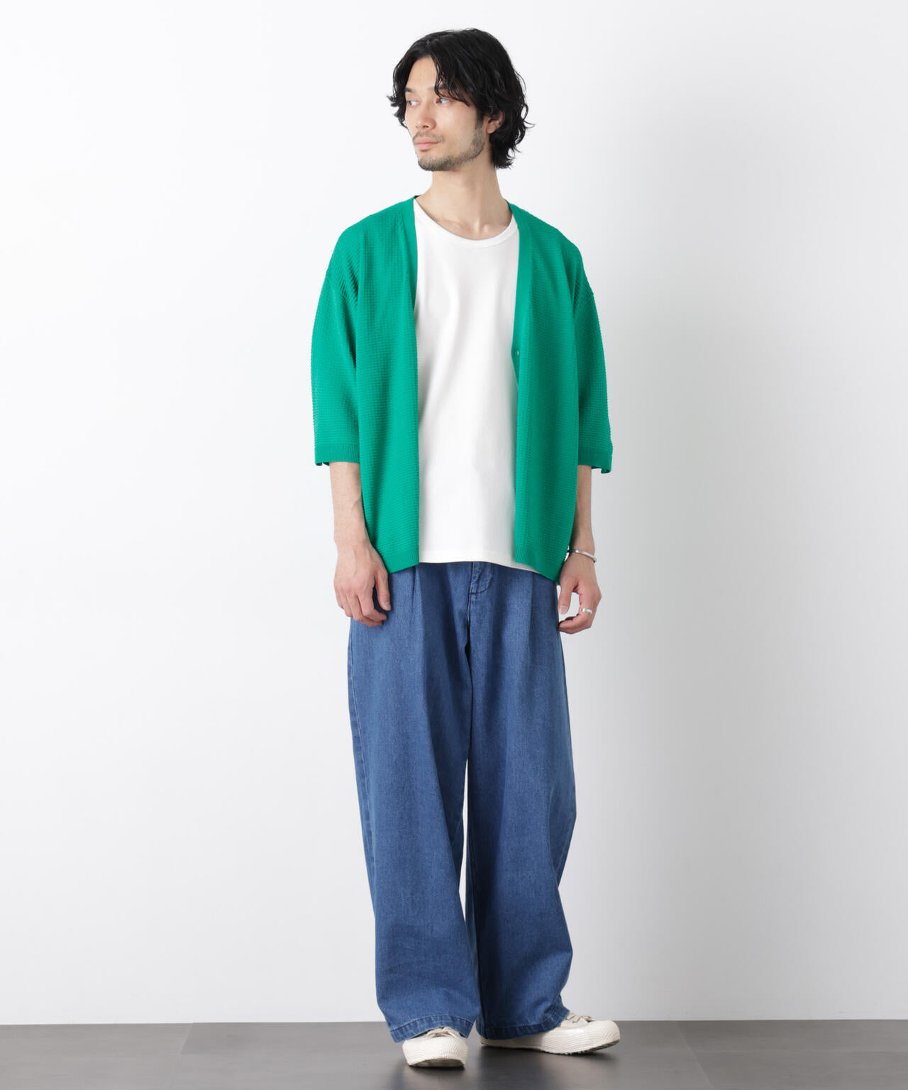 エアリードレープ ニットカーディガン 5分袖 6726122216