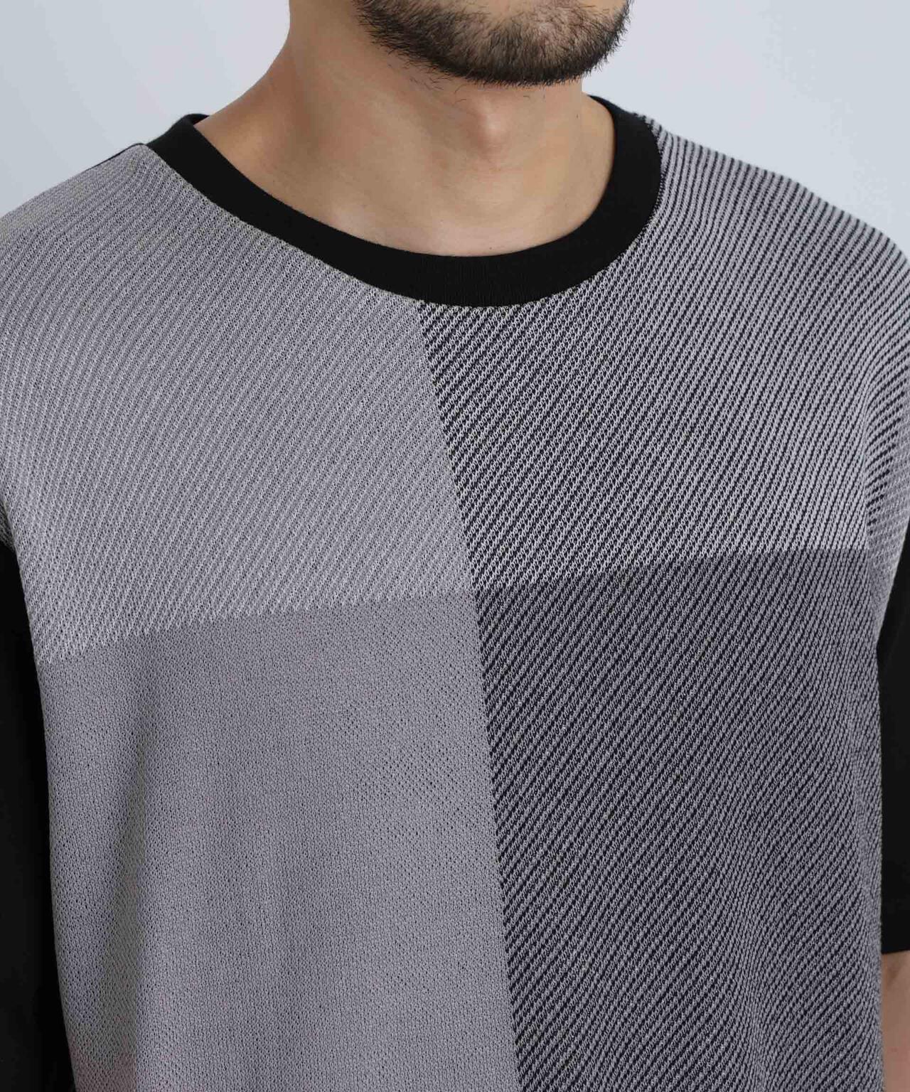 切替チェックニットTシャツ 半袖 6726122222