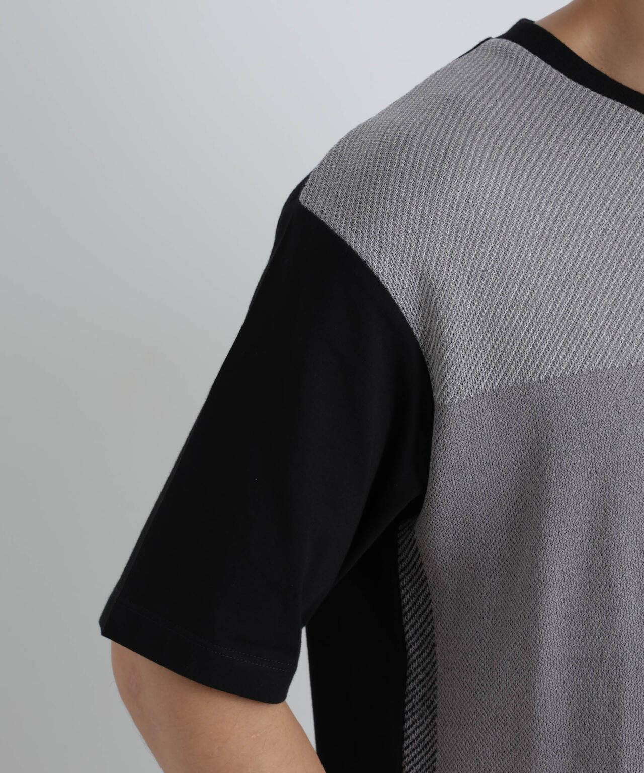切替チェックニットTシャツ 半袖 6726122222
