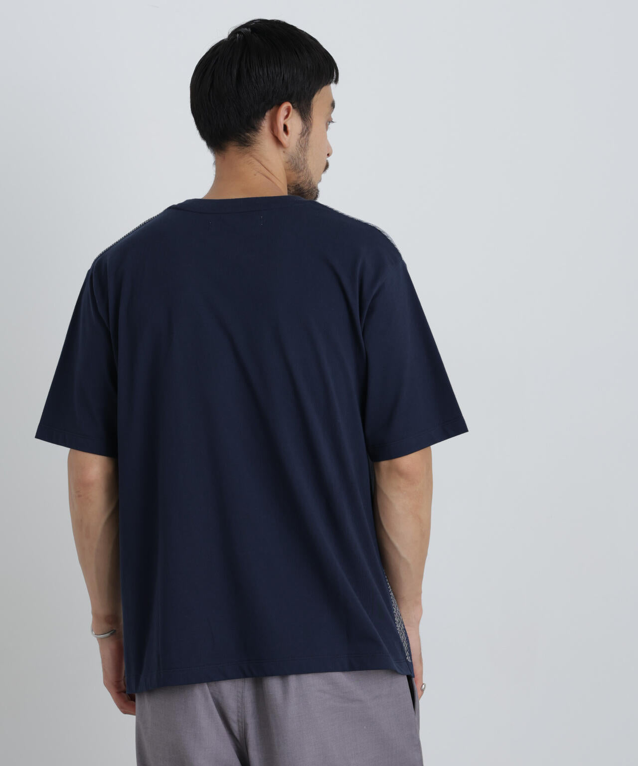 切替チェックニットTシャツ 半袖 6726122222