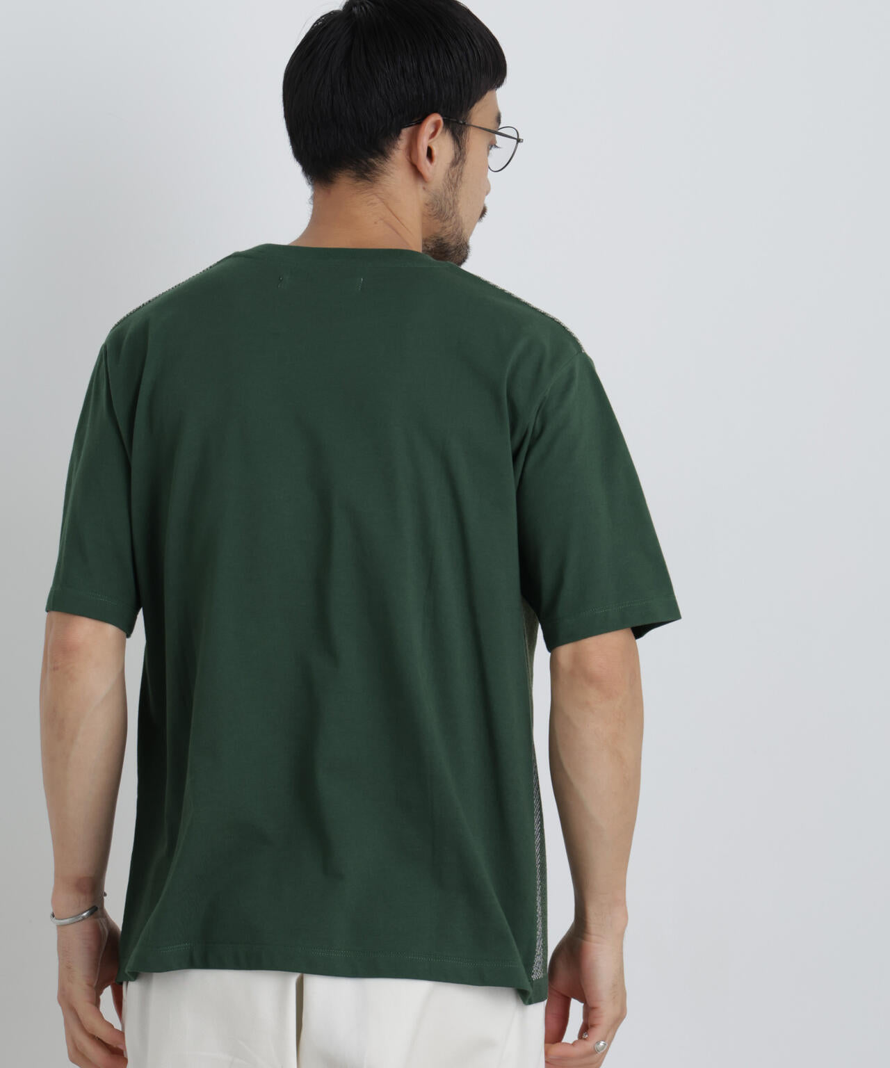 切替チェックニットTシャツ 半袖 6726122222