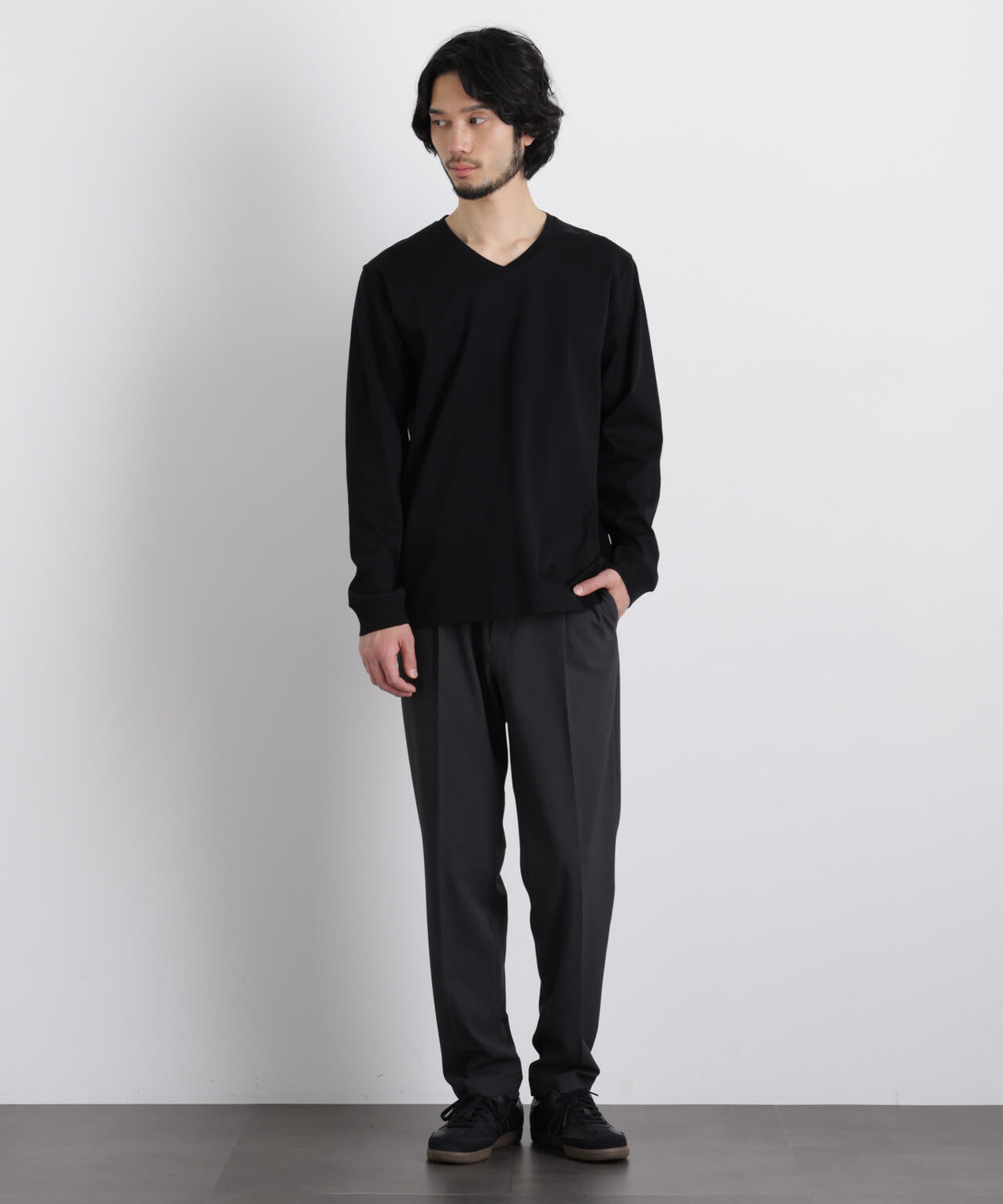 アンチスメルVネックTシャツ 長袖 6726123202
