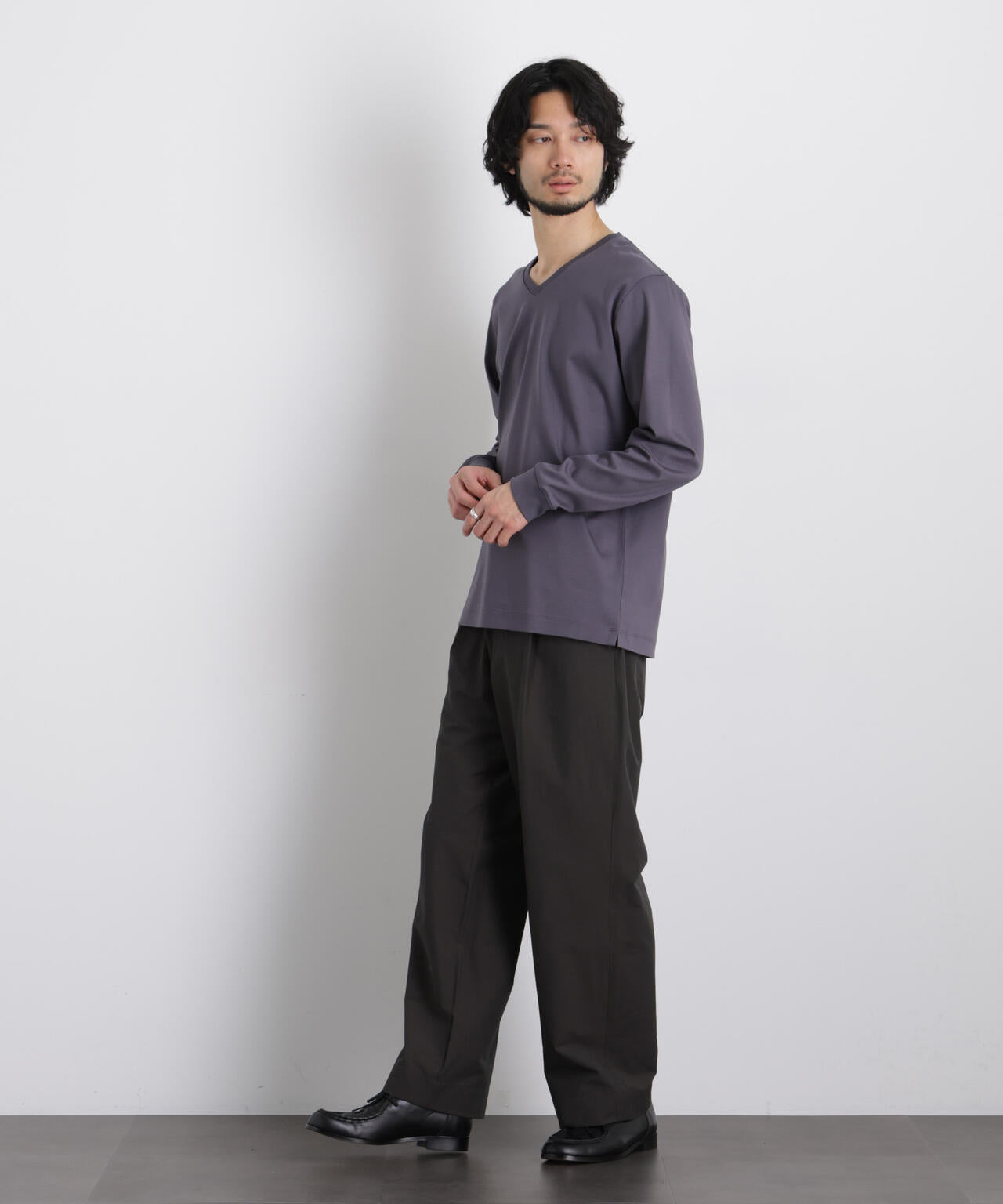 アンチスメルVネックTシャツ 長袖 6726123202