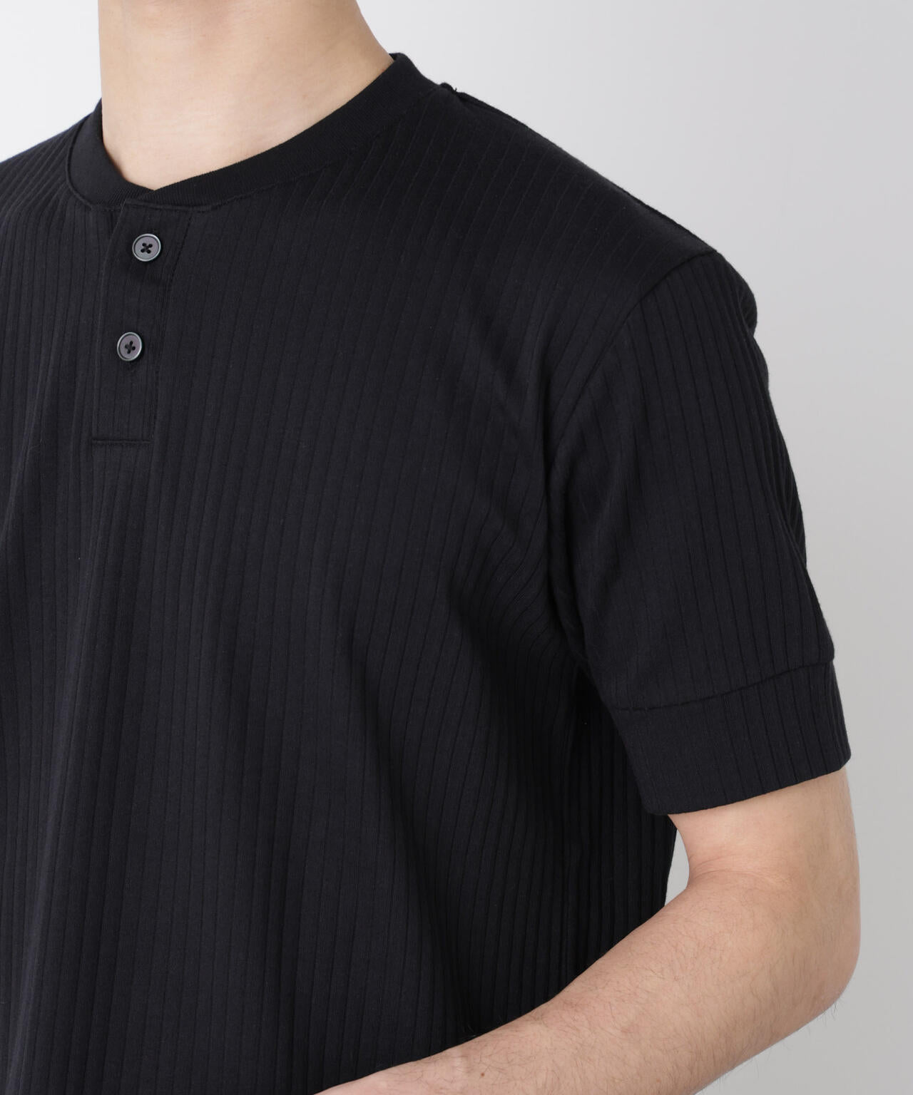 ワイドリブスタンダードヘンリーネックTシャツ 半袖 6726124214