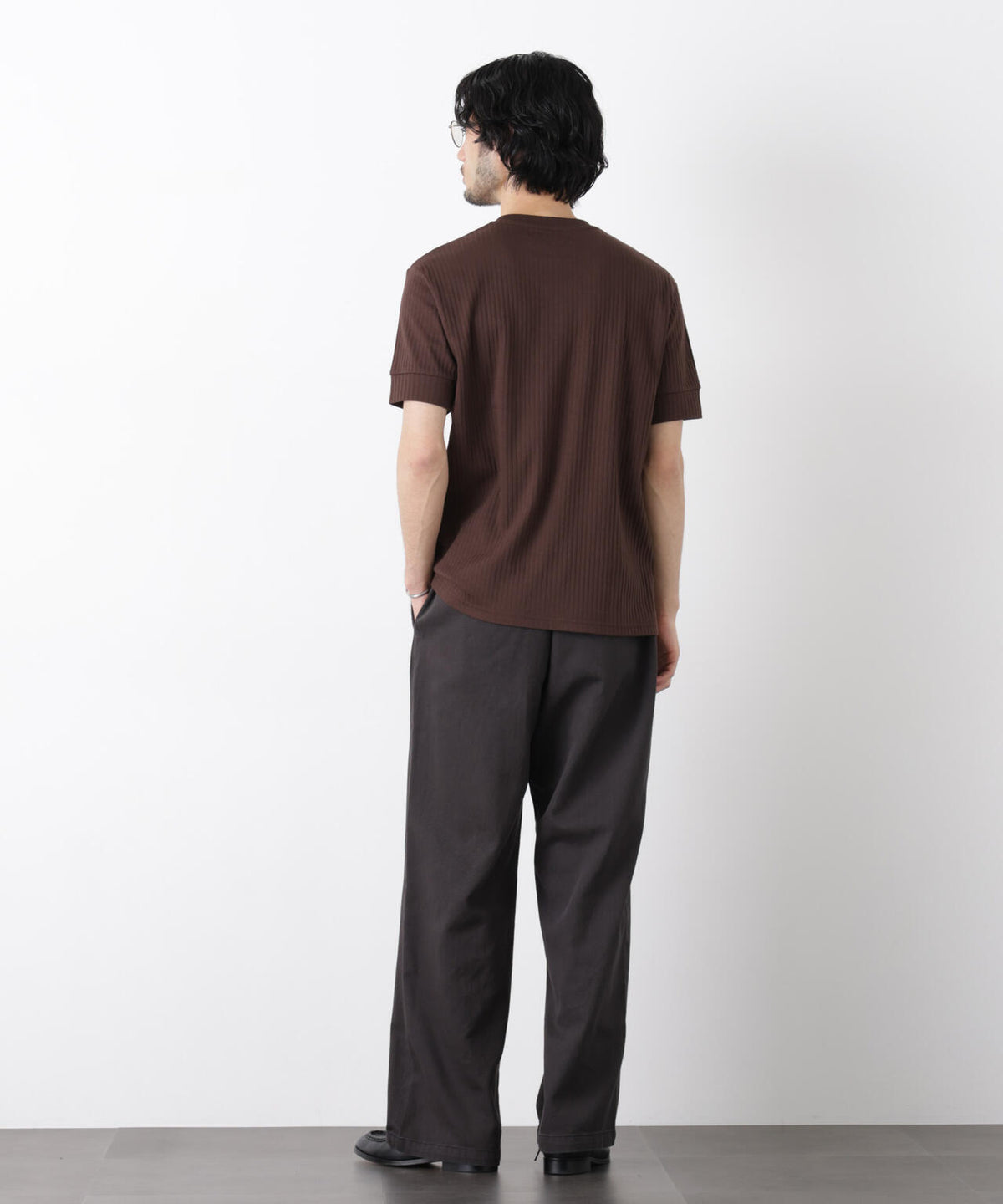 ワイドリブスタンダードヘンリーネックTシャツ 半袖 6726124214