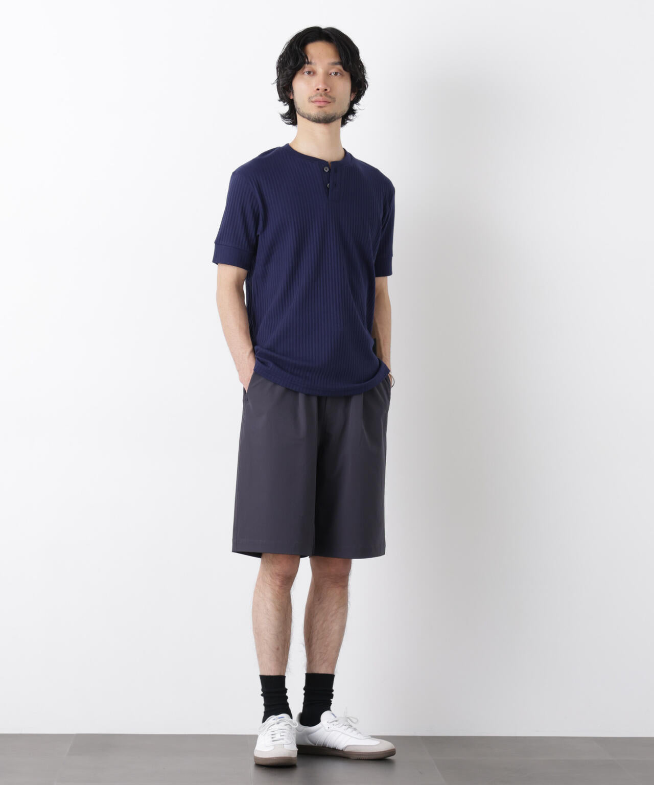 ワイドリブスタンダードヘンリーネックTシャツ 半袖 6726124214